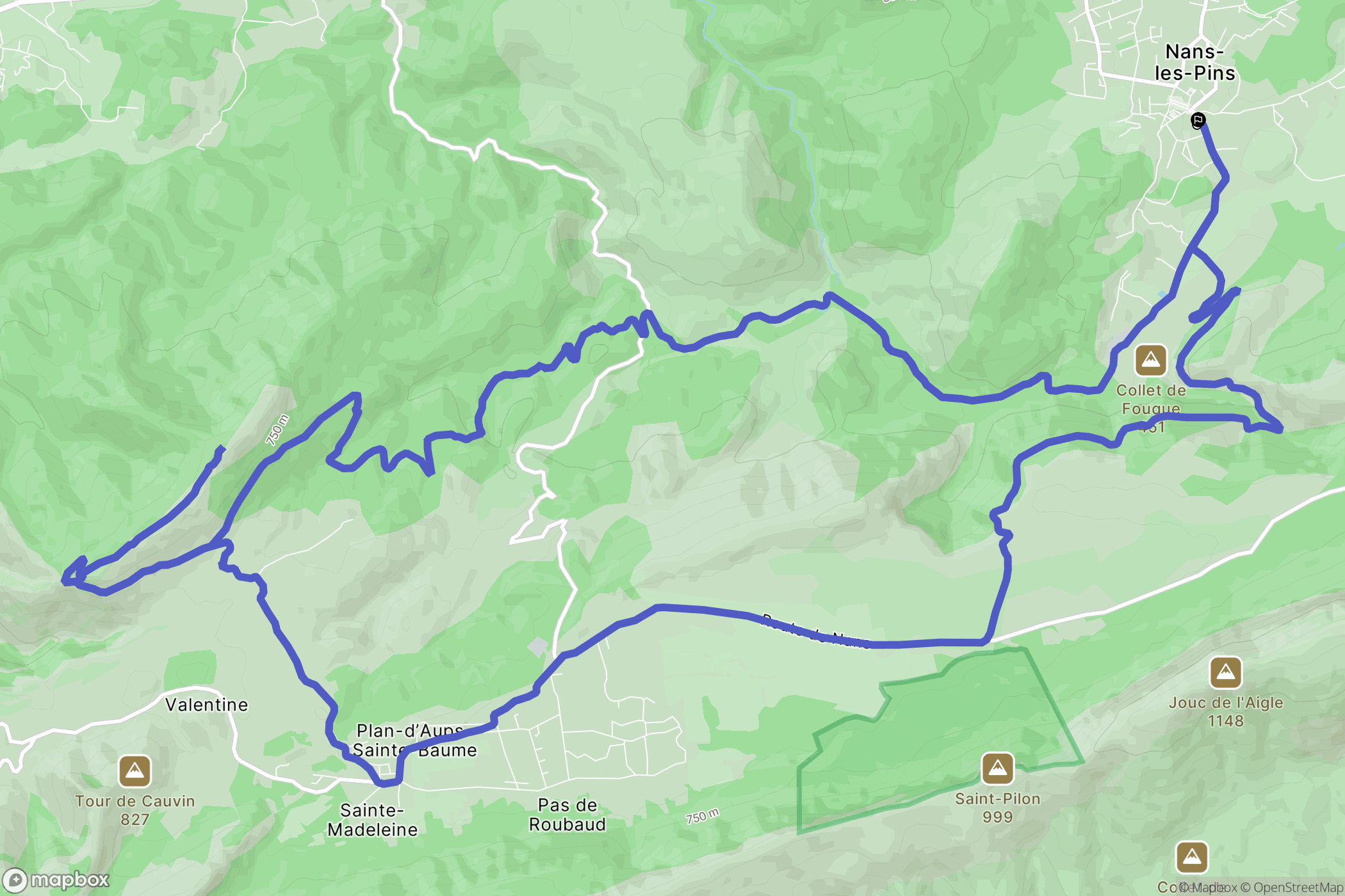 Nans-les-Pins : carte du parcours de randonnée - France
