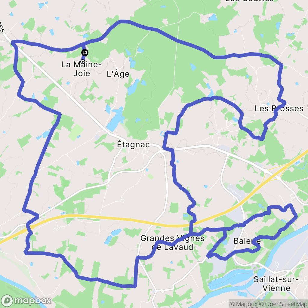Étagnac : carte du parcours de randonnée - France