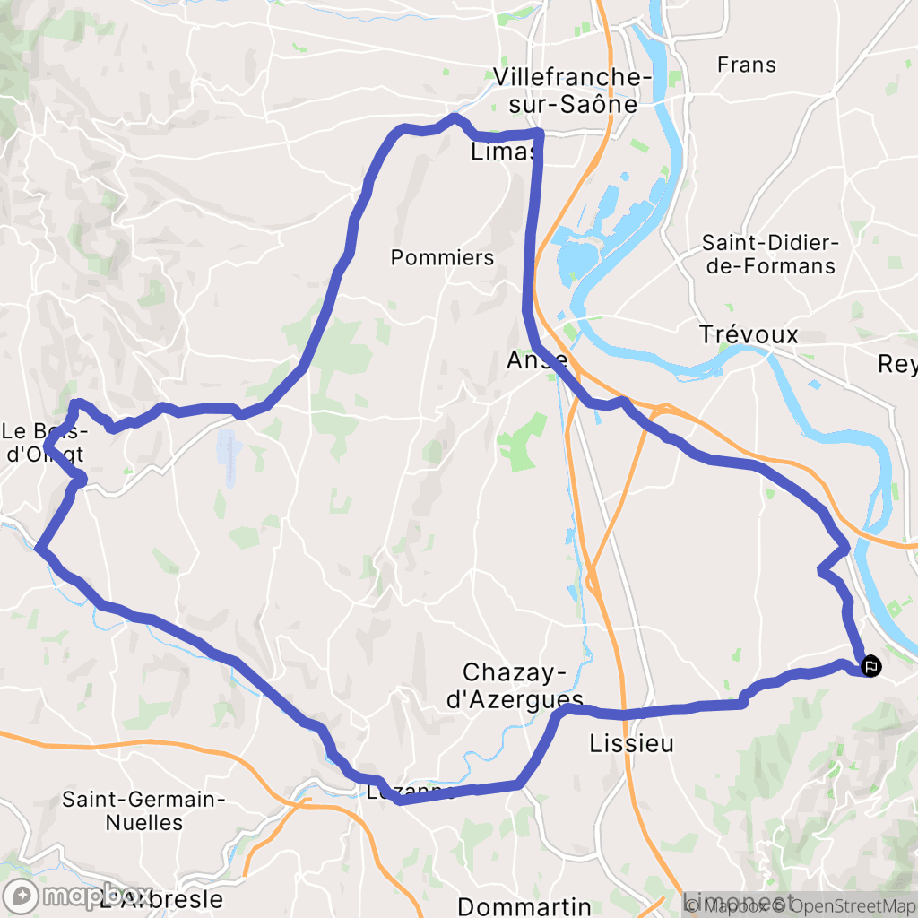 Saint-Germain-au-Mont-d'Or : carte du parcours de randonnée - France