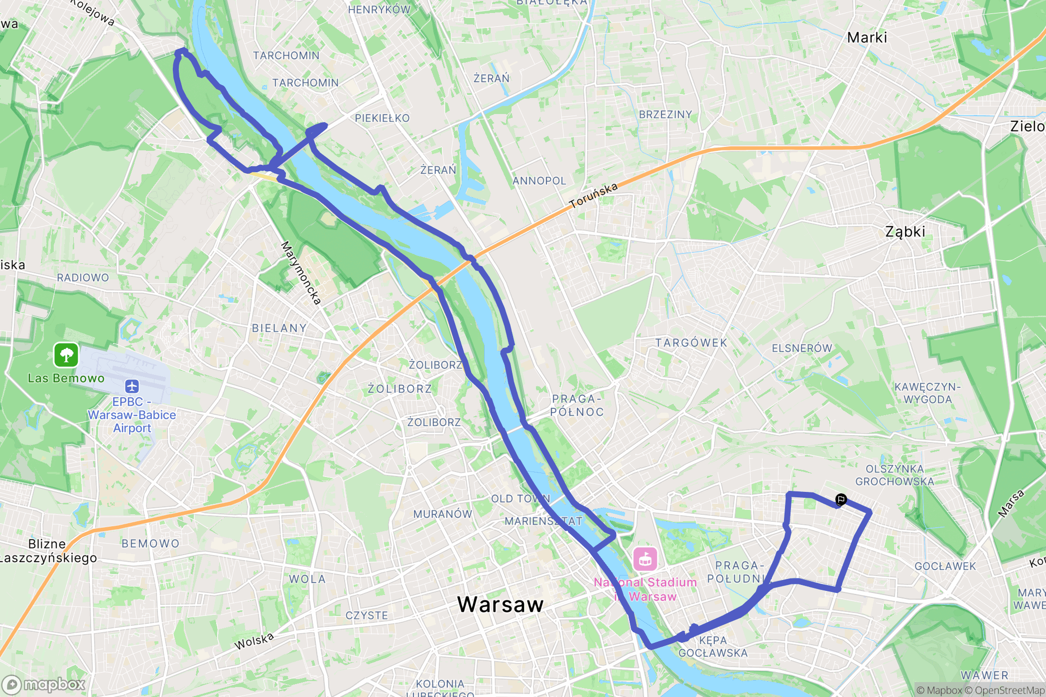 Warszawa: mapa trasy - Poland