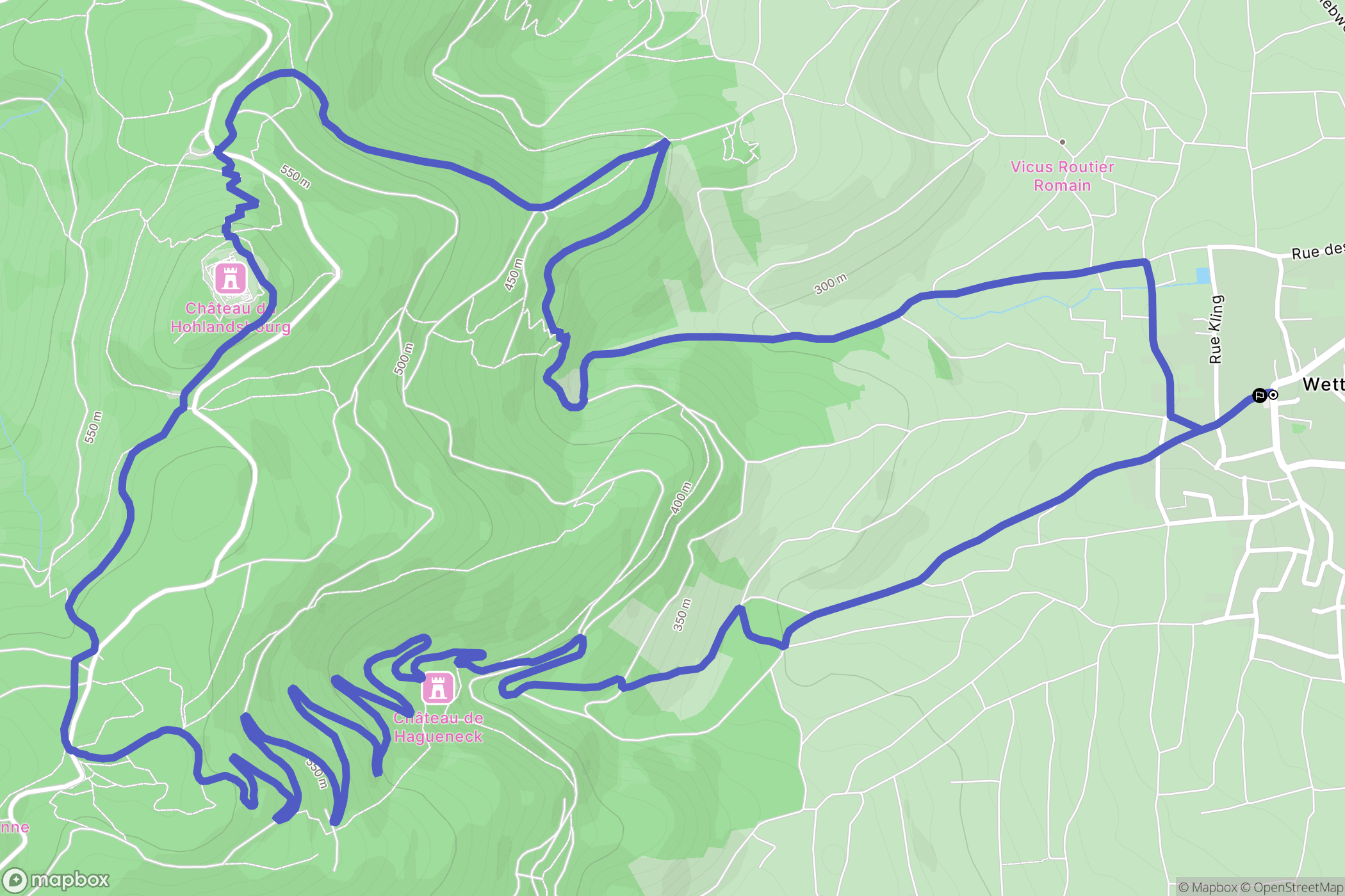 Wettolsheim : carte du parcours de randonnée - France