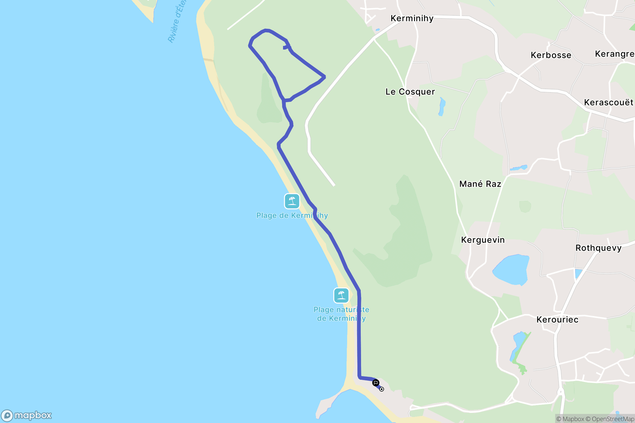 Erdeven : carte du parcours de randonnée - France