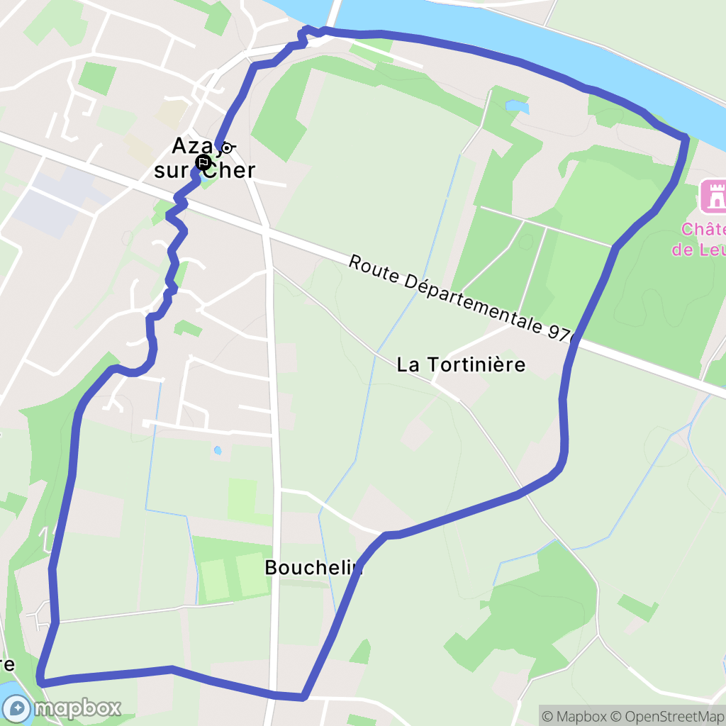 Azay-sur-Cher : carte du parcours de randonnée - France