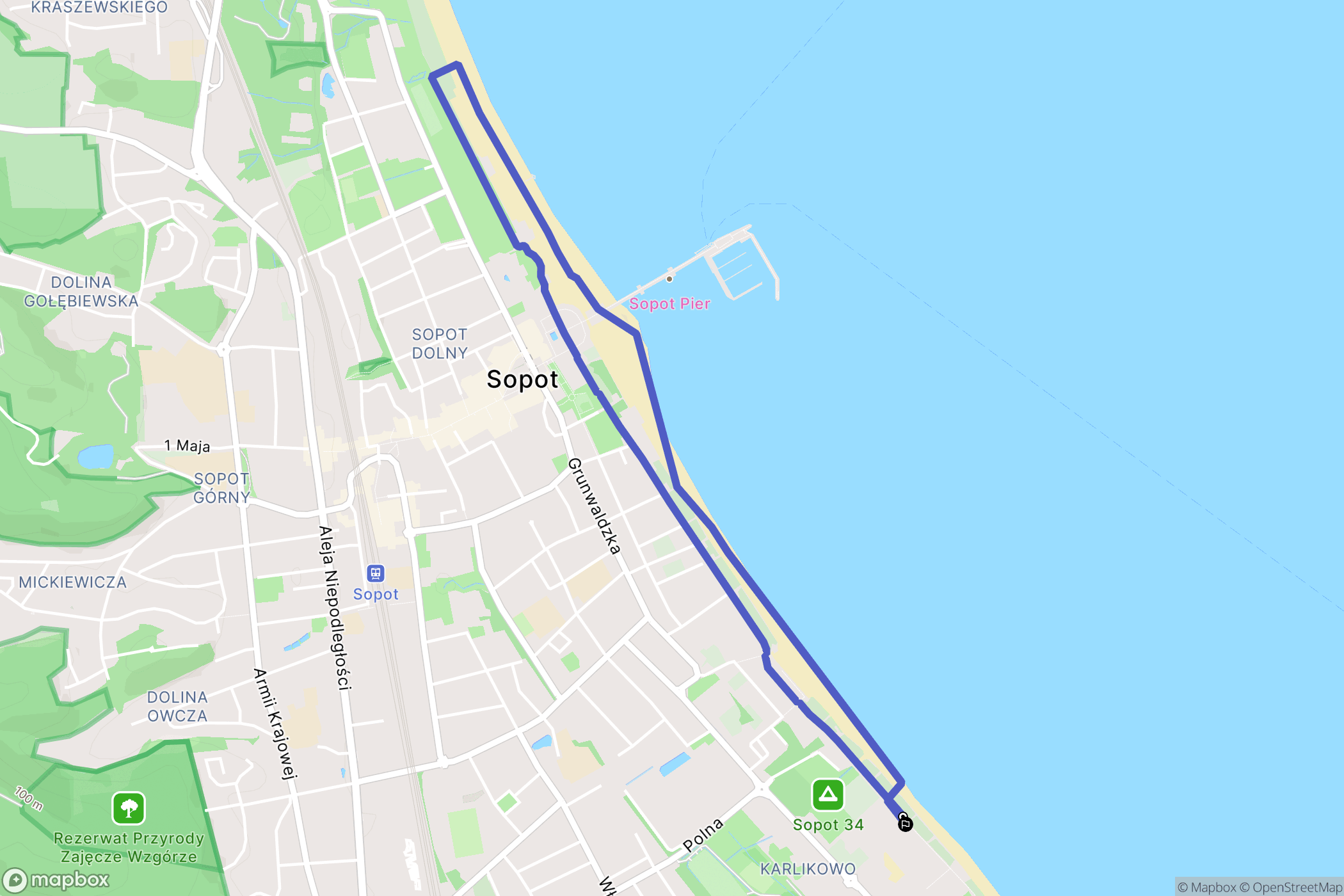 Sopot: mapa trasy - Poland