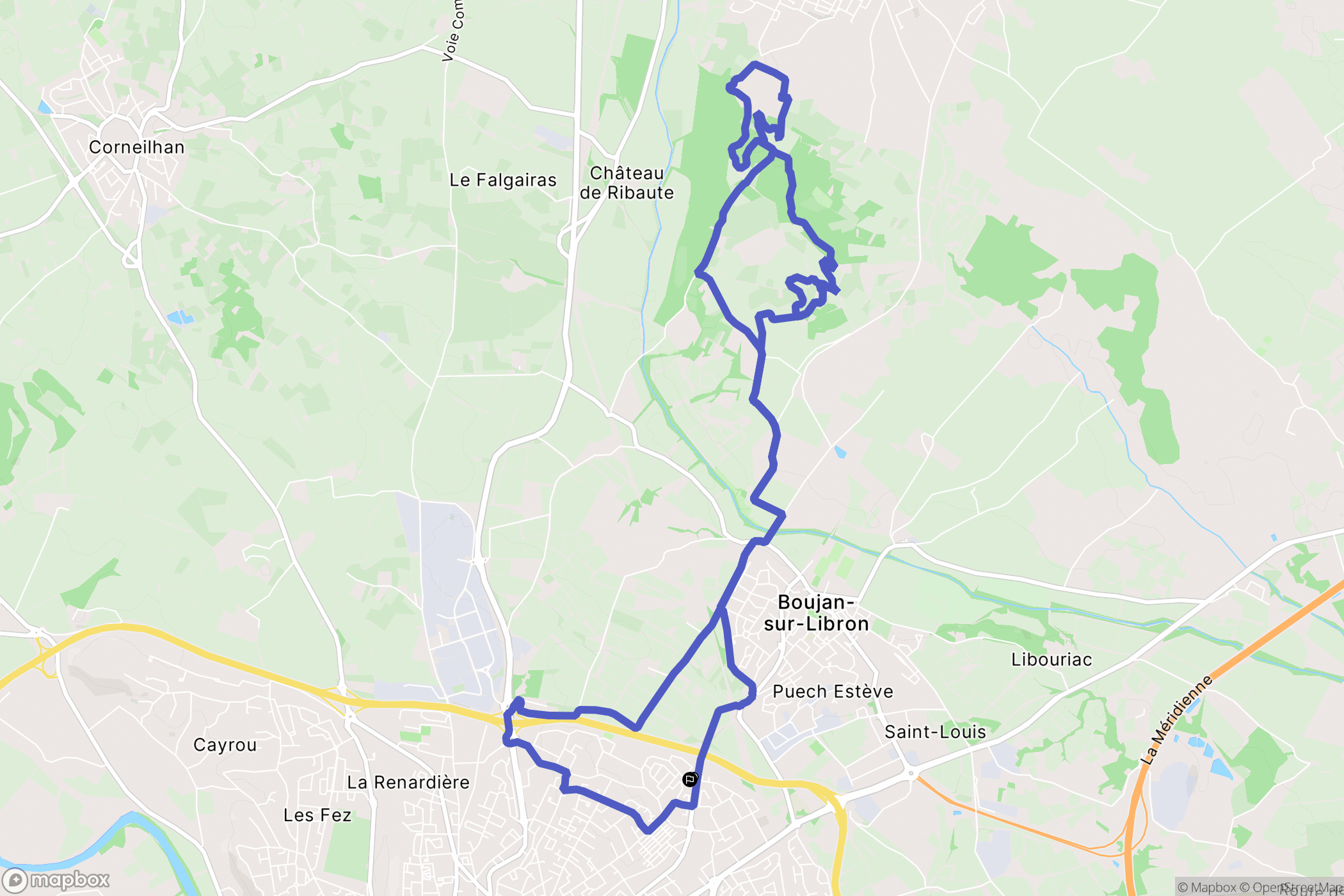 Béziers : carte du parcours de randonnée - France