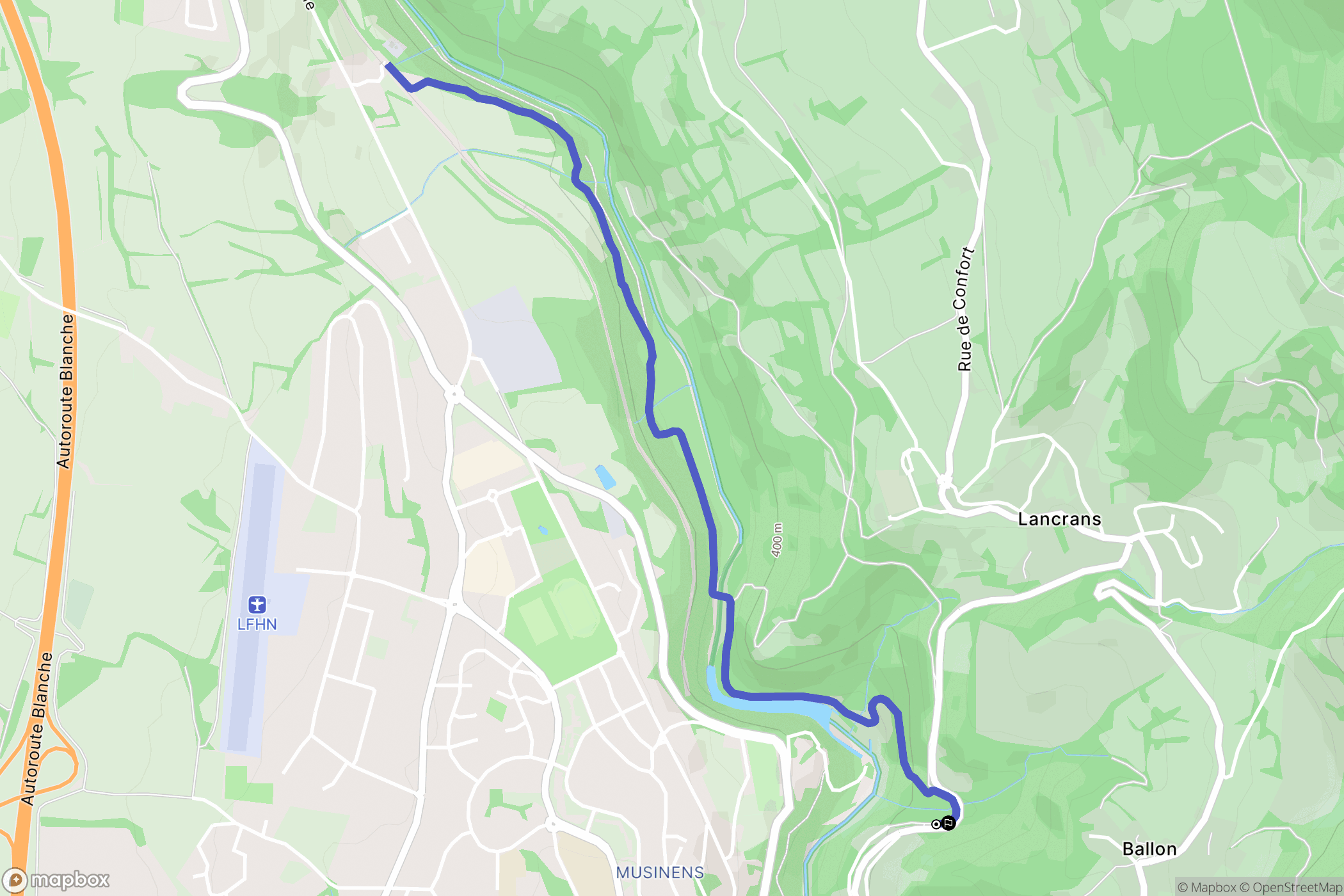 Valserhône : carte du parcours de randonnée - France