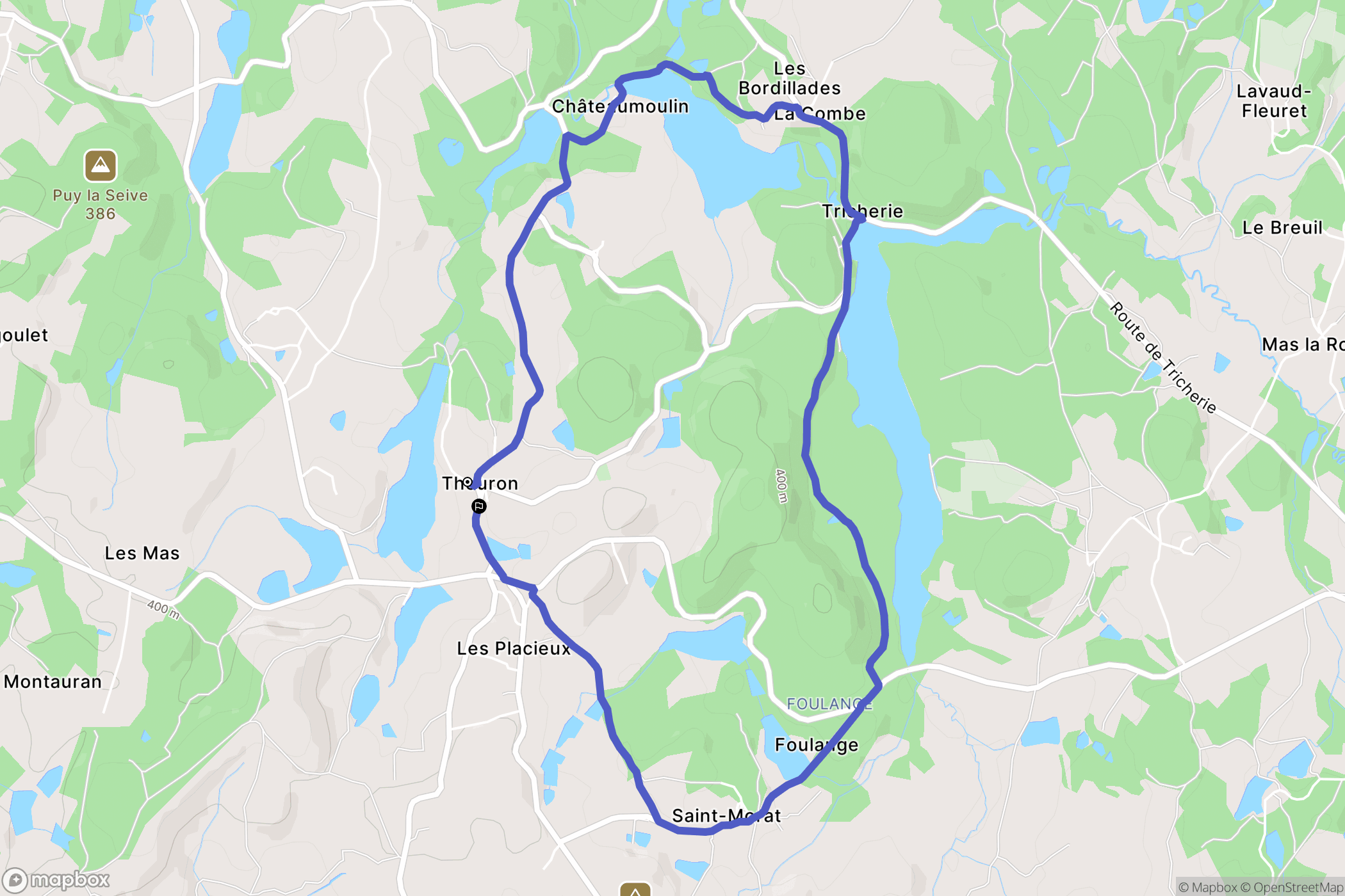 Thouron : carte du parcours de randonnée - France