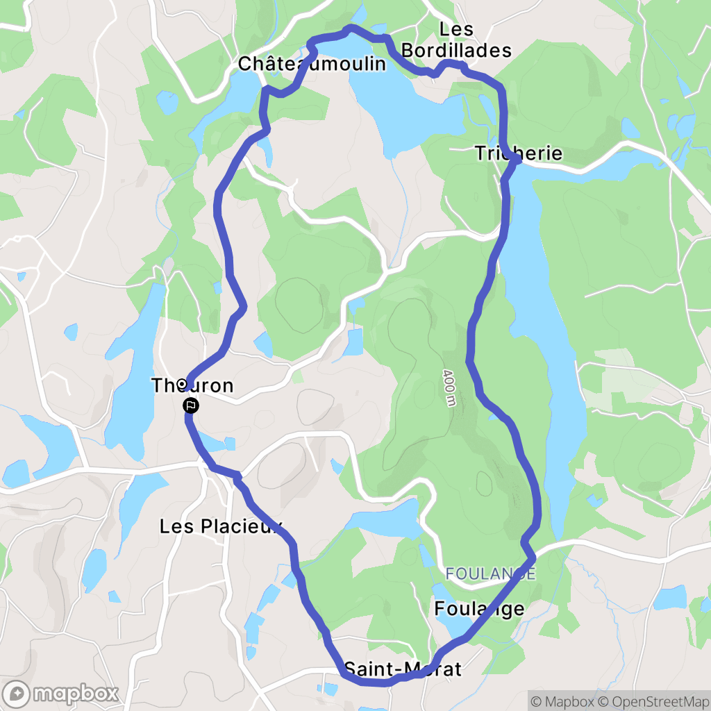 Thouron : carte du parcours de randonnée - France