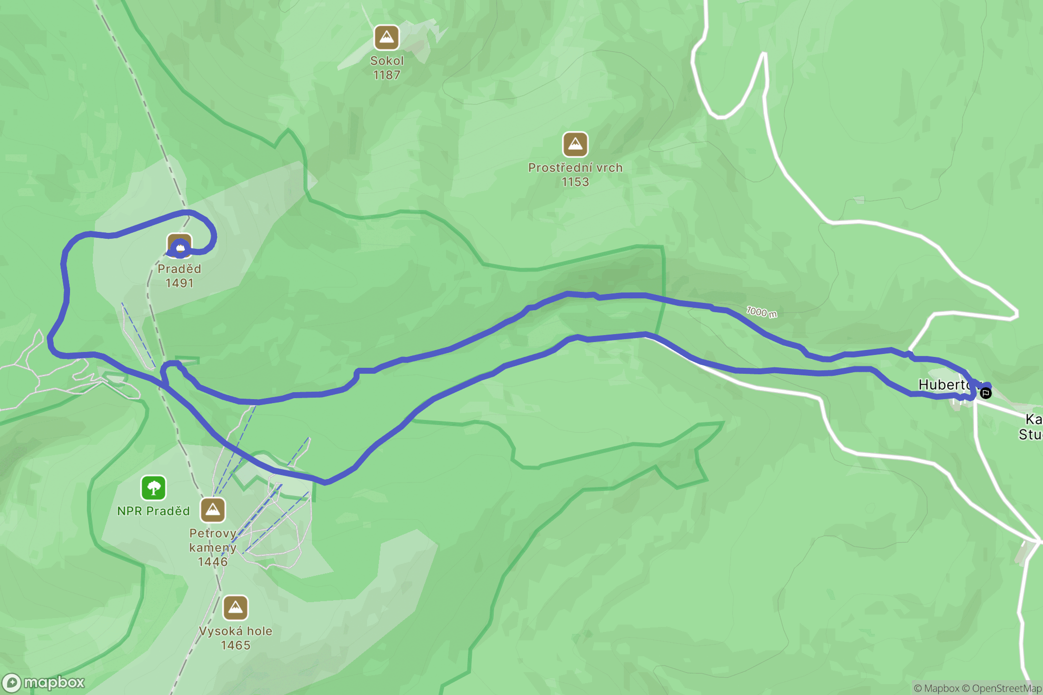 Karlova Studánka: mapa trasy - Czechia