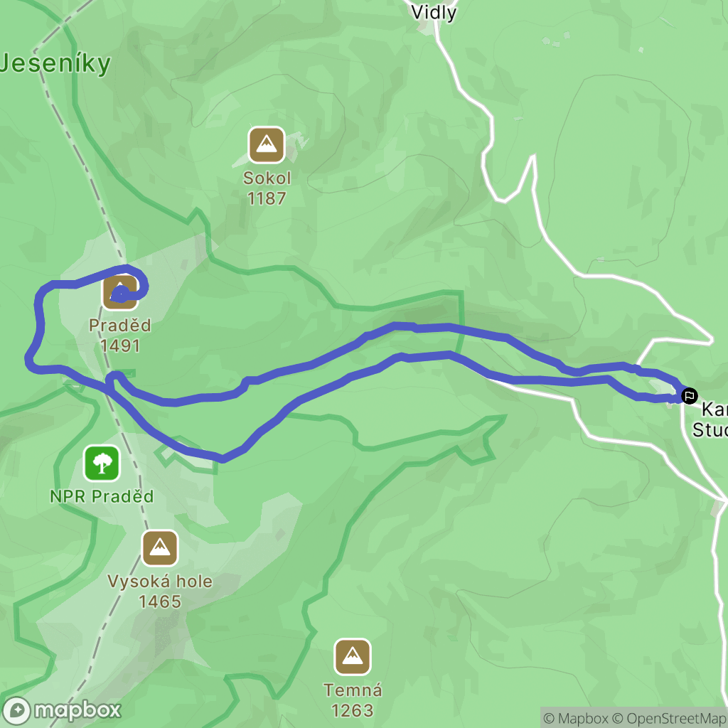 Karlova Studánka: mapa trasy - Czechia
