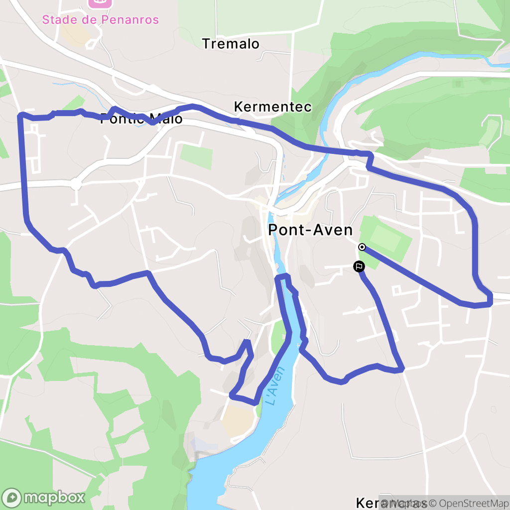 Pont-Aven : carte du parcours de randonnée - France