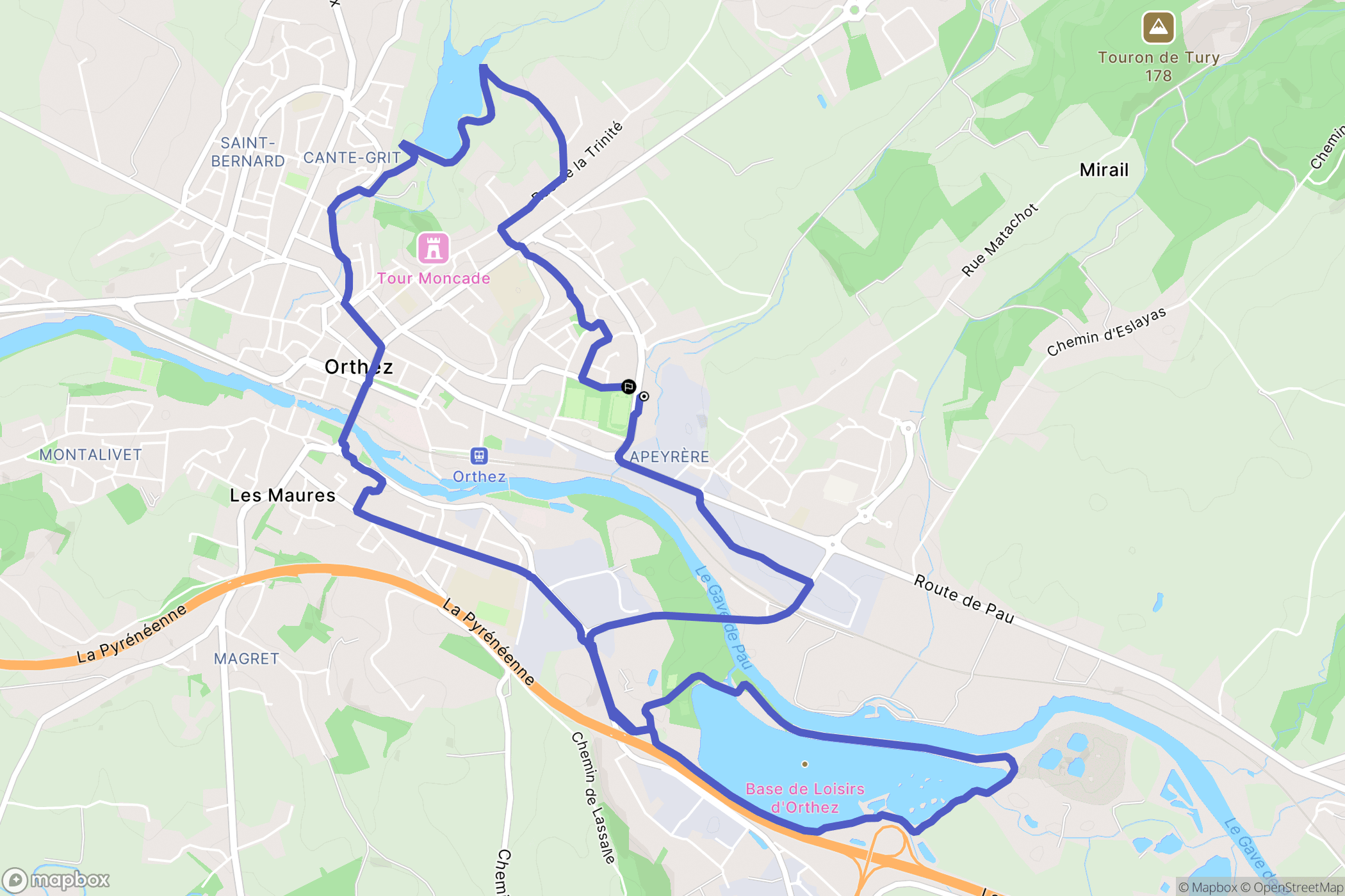 Orthez : carte du parcours de randonnée - France