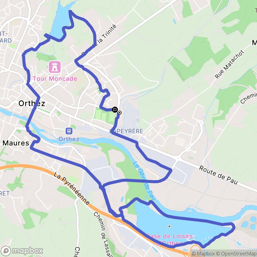Orthez : carte du parcours de randonnée - France