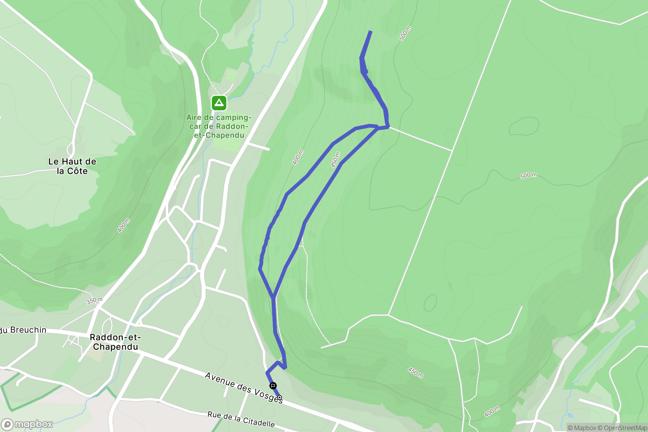 Raddon-et-Chapendu : carte du parcours de randonnée - France