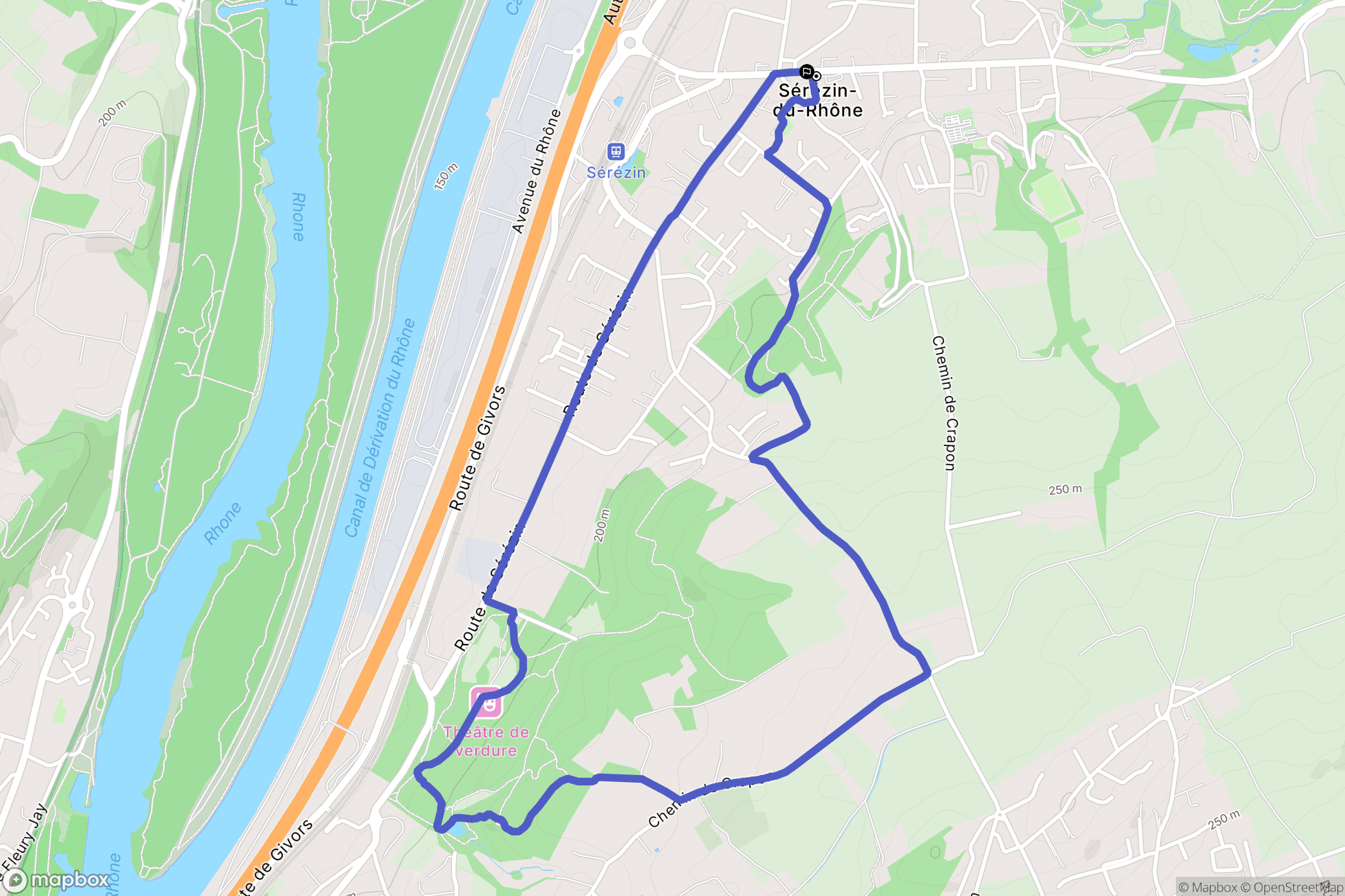 Sérézin-du-Rhône : carte du parcours de randonnée - France