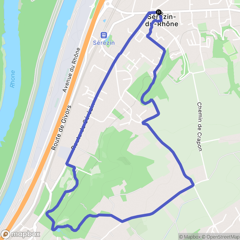 Sérézin-du-Rhône : carte du parcours de randonnée - France