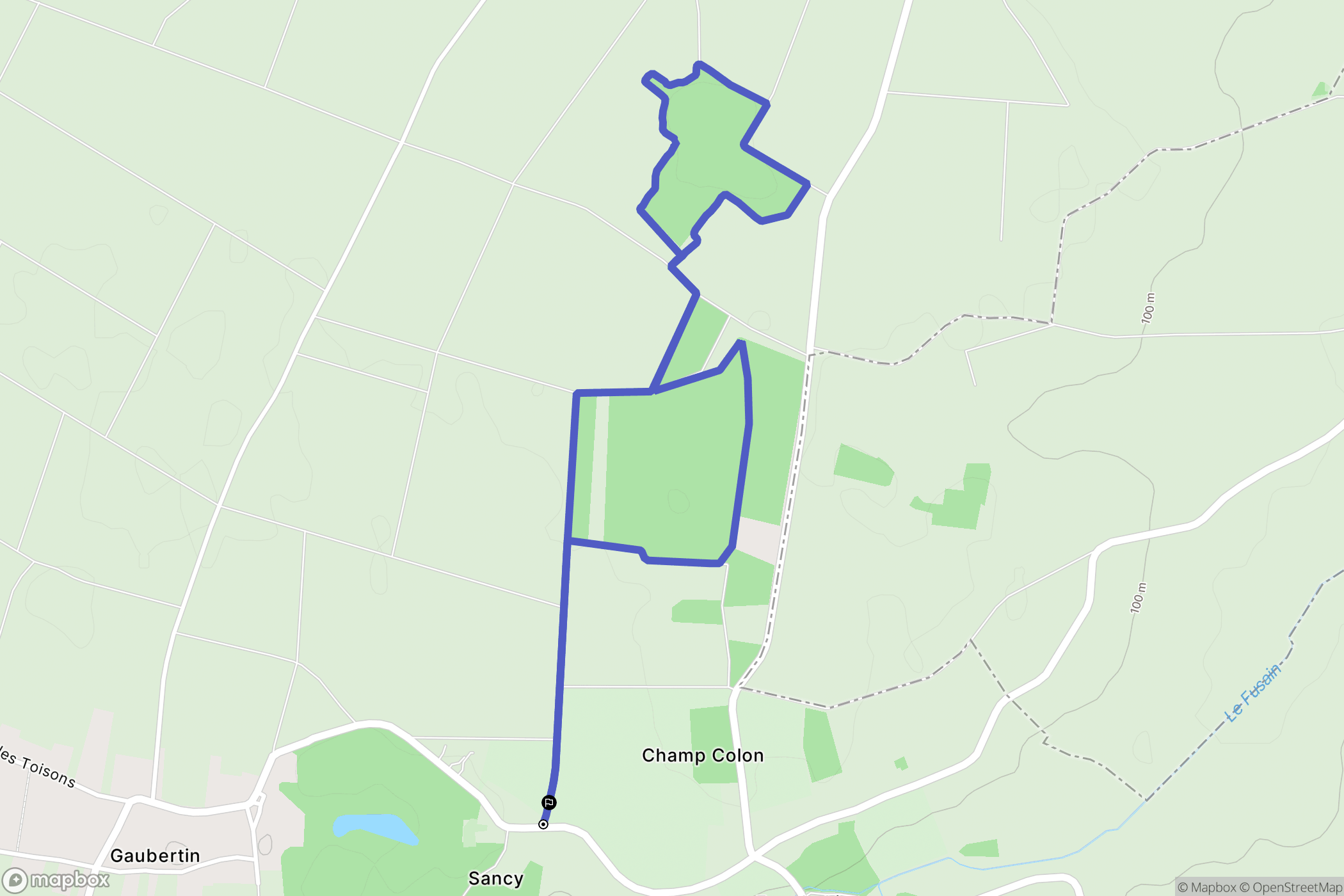 Gaubertin : carte du parcours de randonnée - France