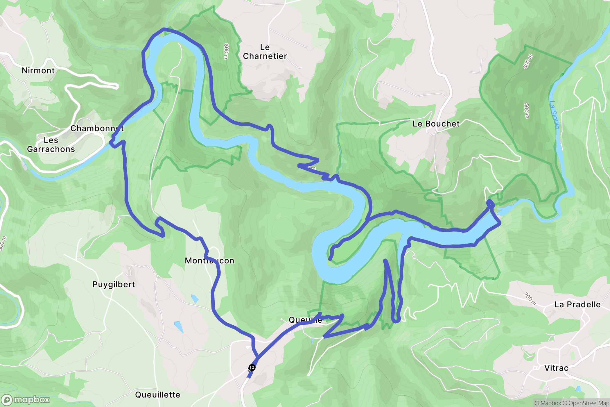 Queuille : carte du parcours de randonnée - France