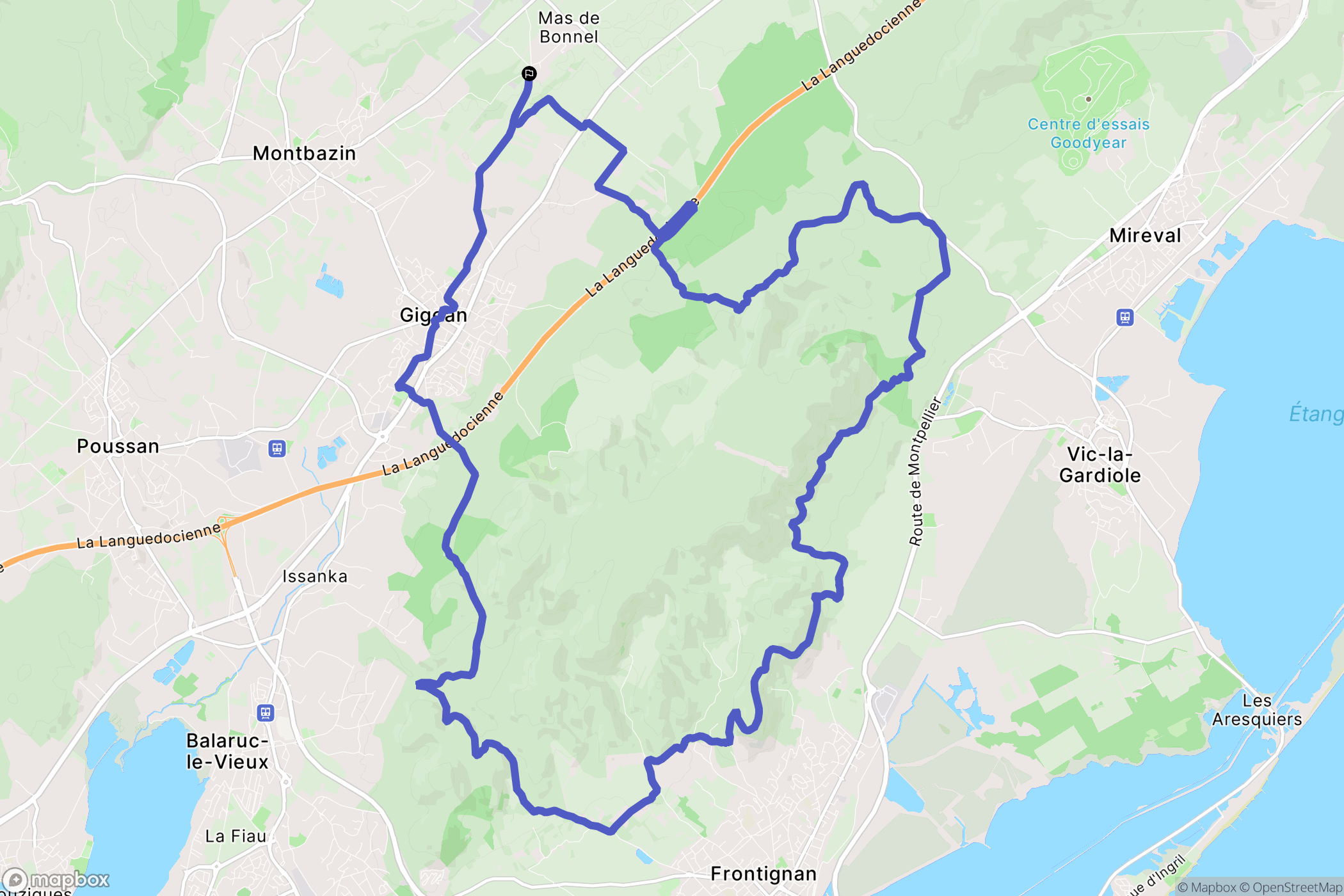 Cournonsec : carte du parcours de randonnée - France
