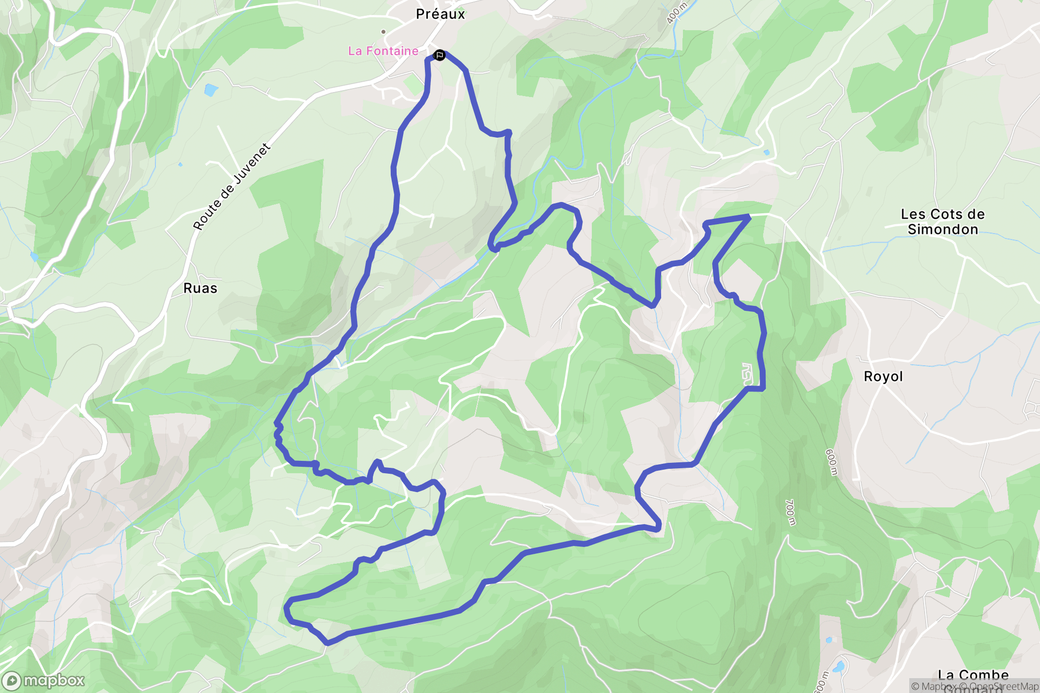 Preaux : carte du parcours de randonnée - France
