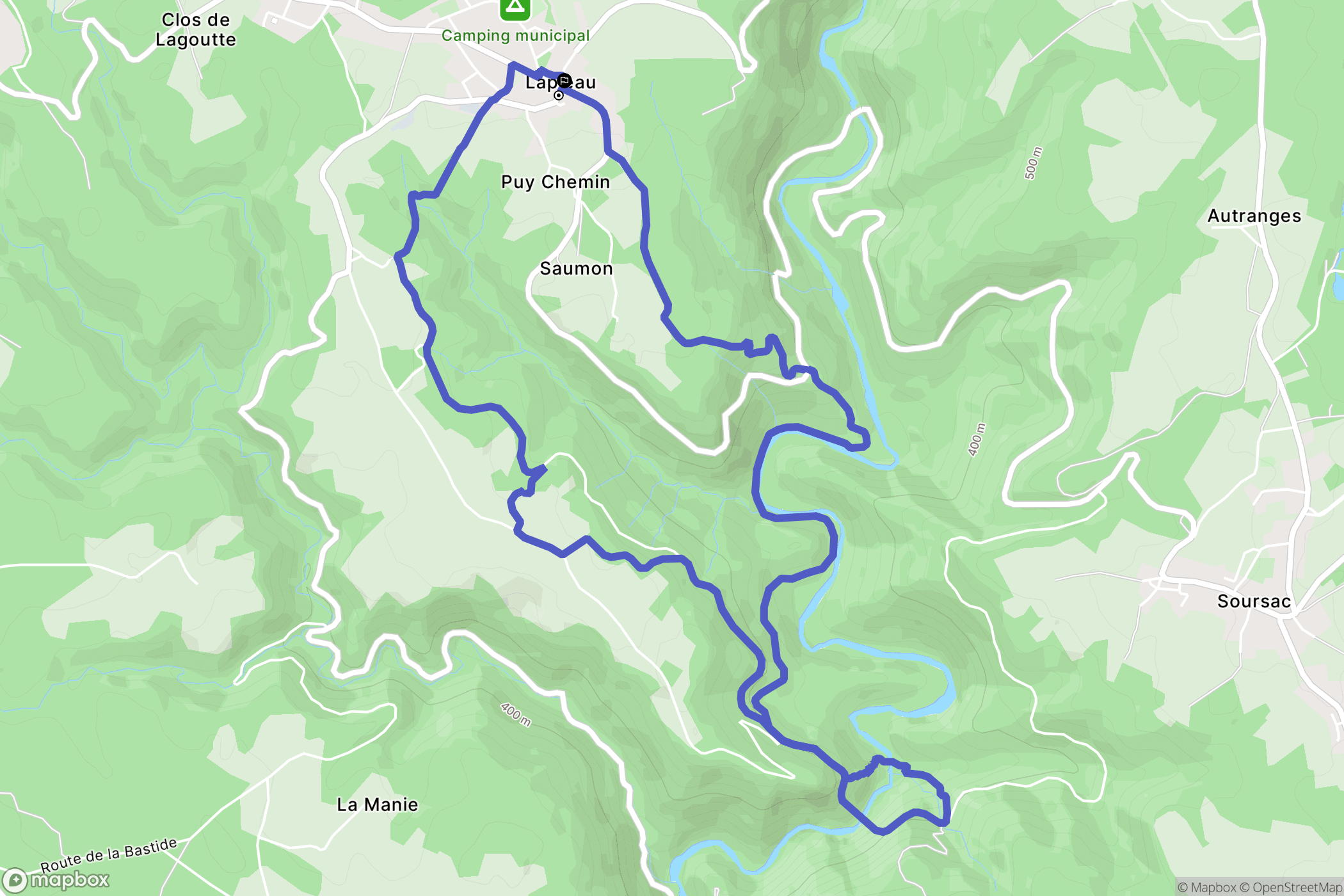 Lapleau : carte du parcours de randonnée - France