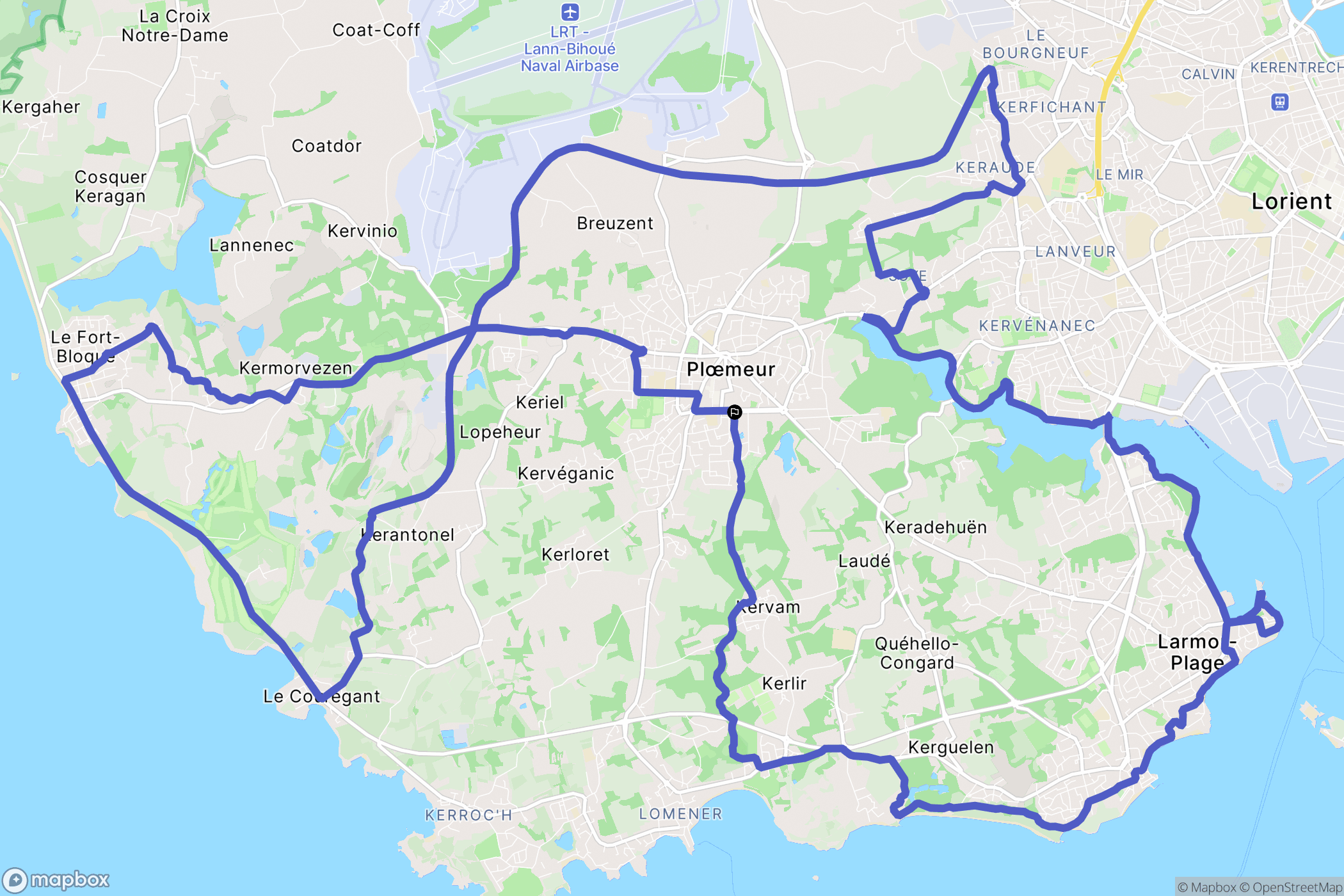 Ploemeur : carte du parcours de randonnée - France
