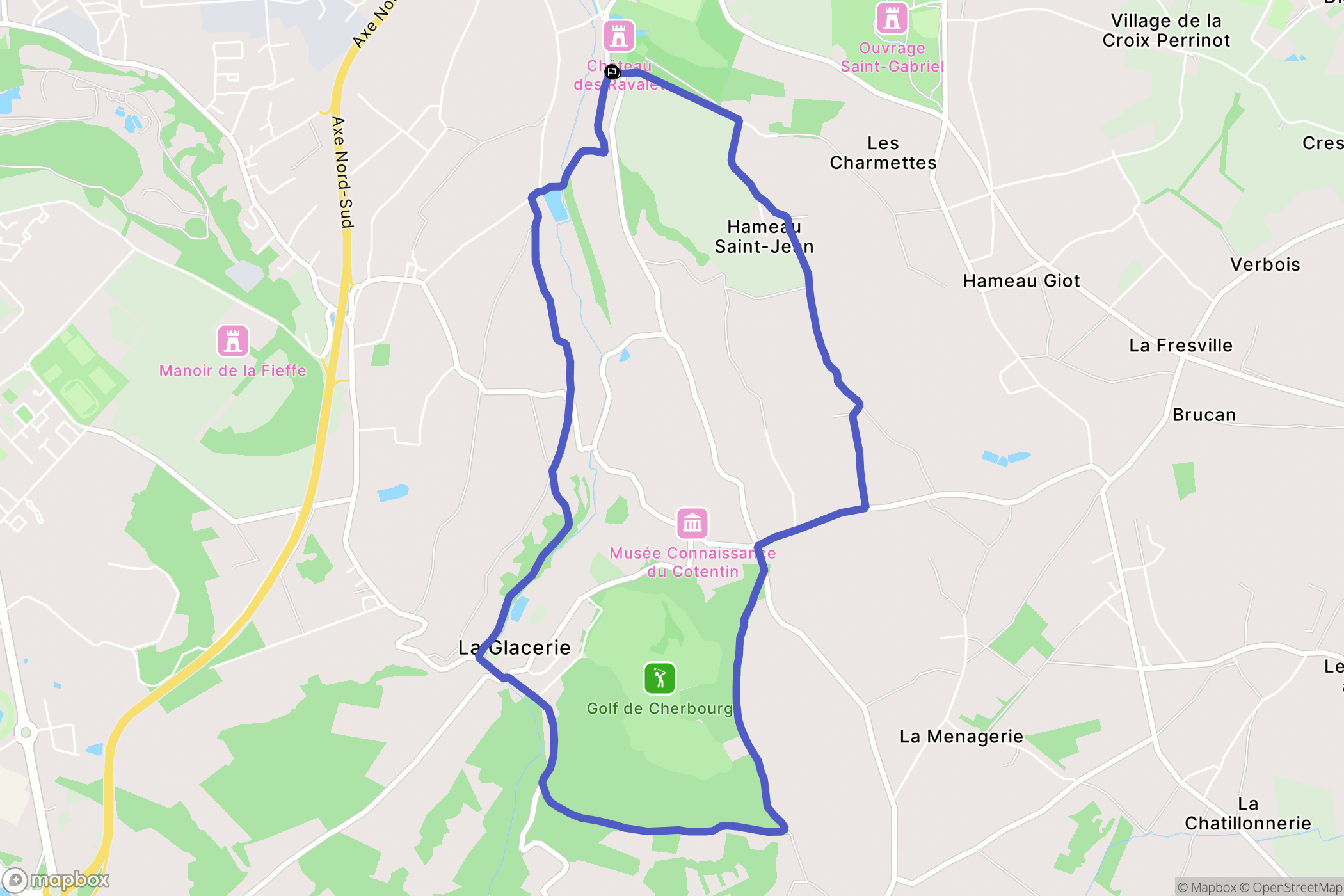 Cherbourg-en-Cotentin : carte du parcours de randonnée - France