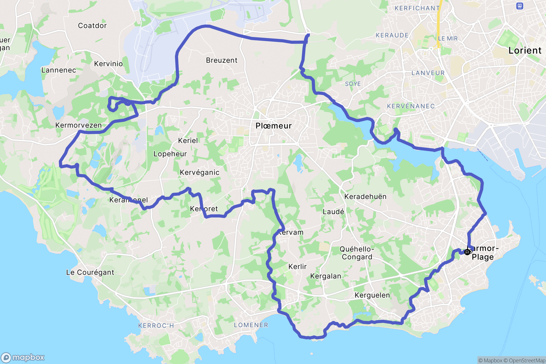 Larmor-Plage : carte du parcours de randonnée - France