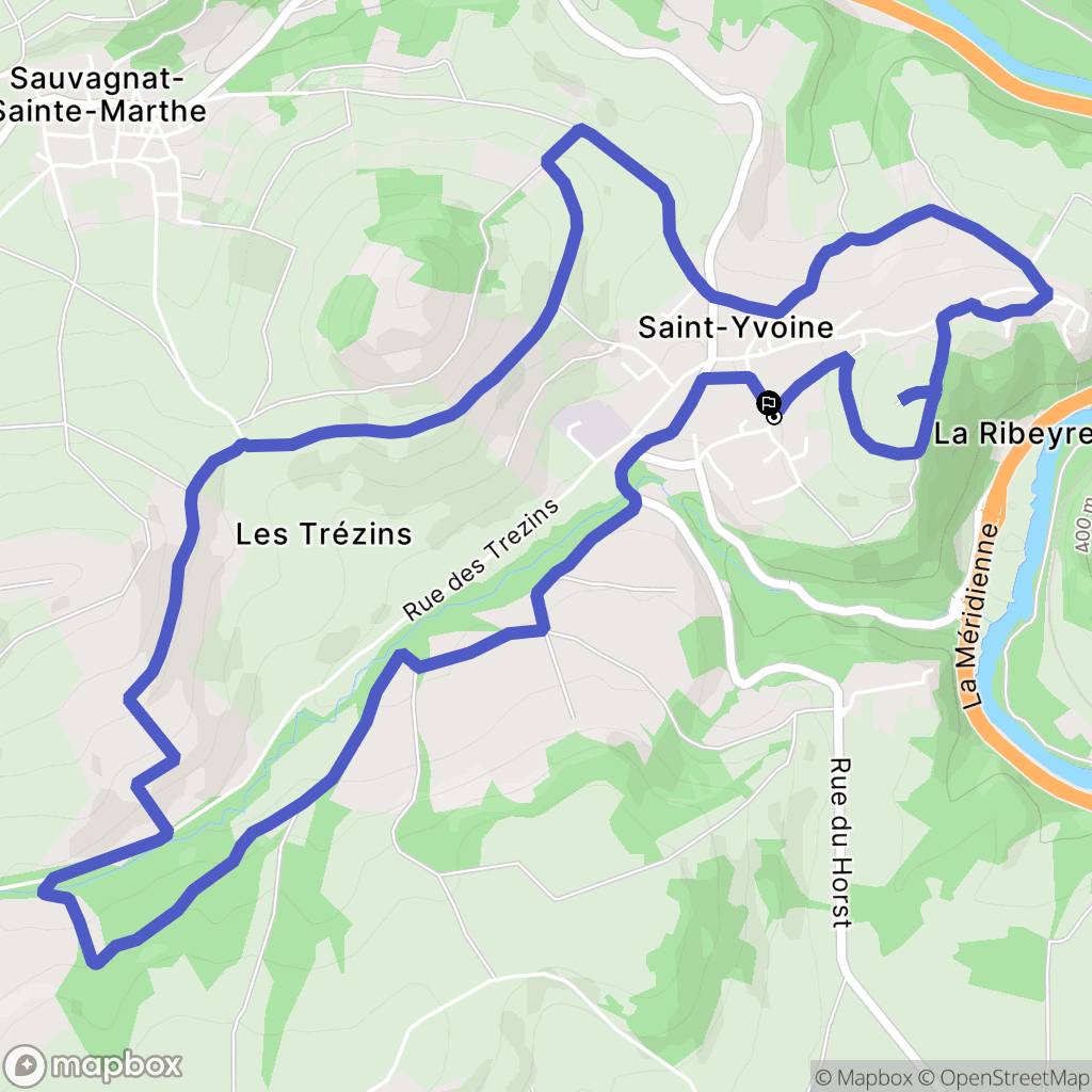 Saint-Yvoine : carte du parcours de randonnée - France