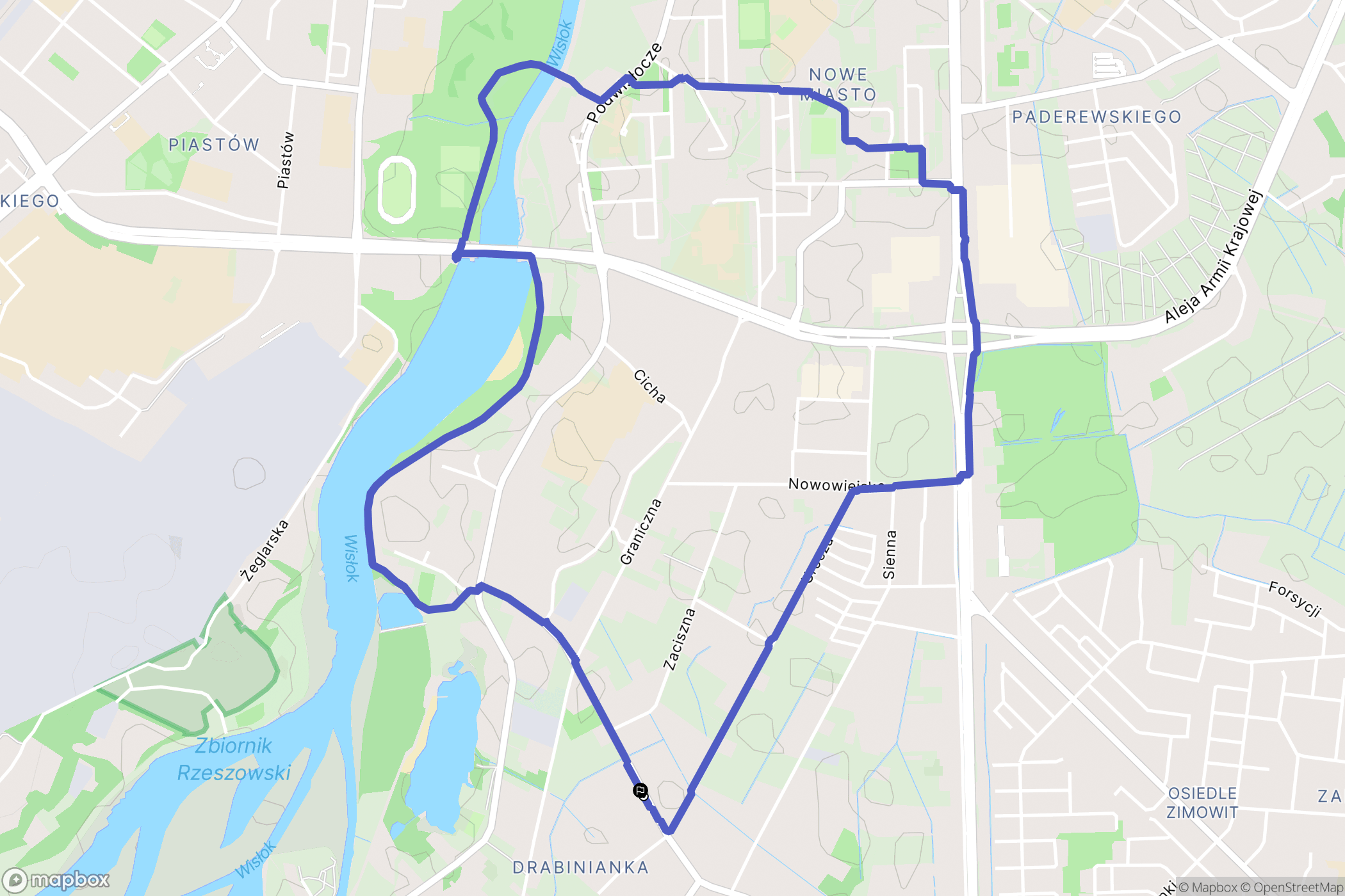 Rzeszów: mapa trasy - Poland