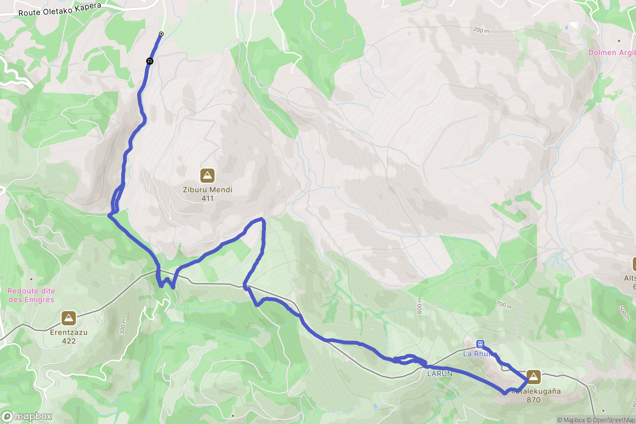 Urrugne : carte du parcours de randonnée - France