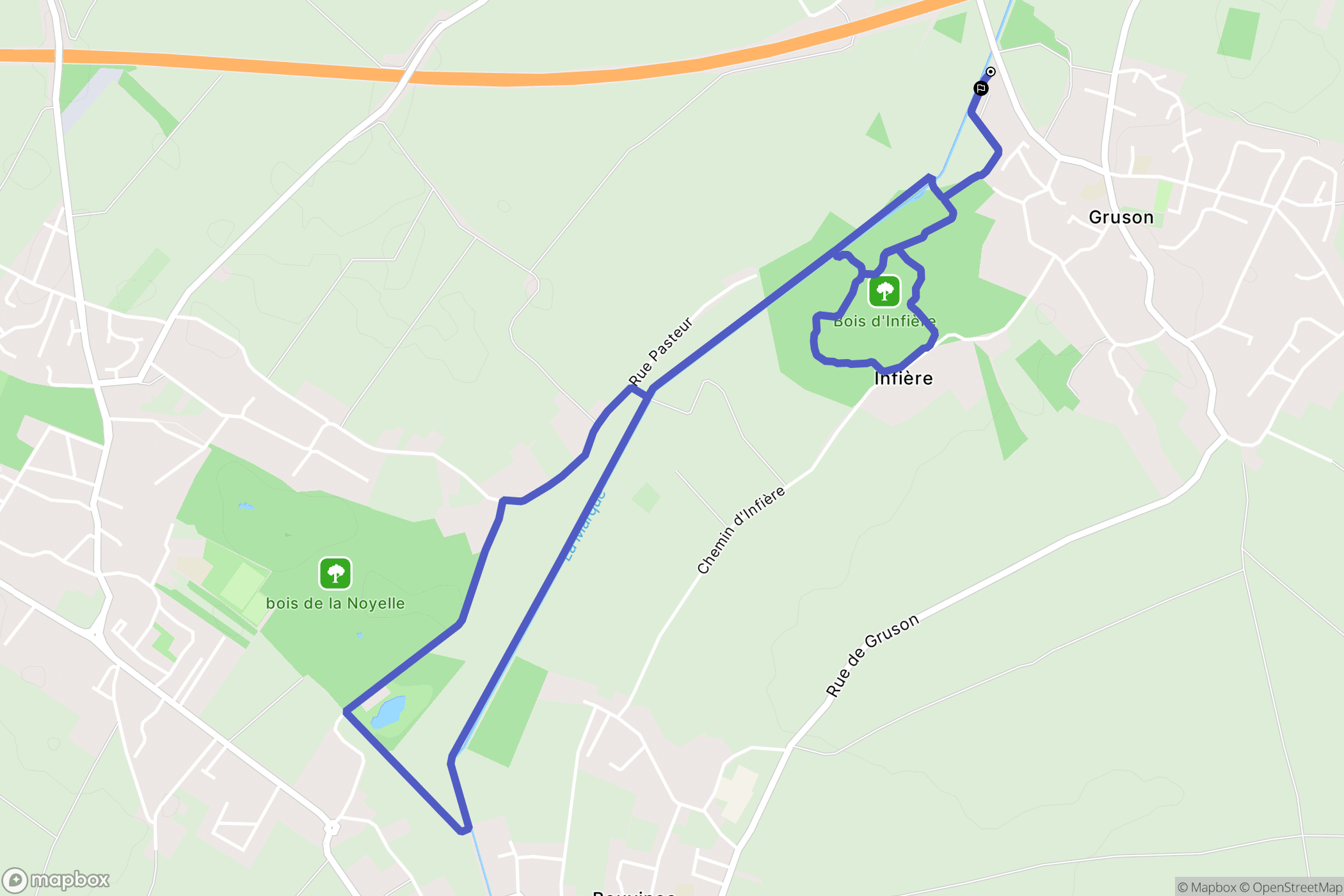 Gruson : carte du parcours de randonnée - France