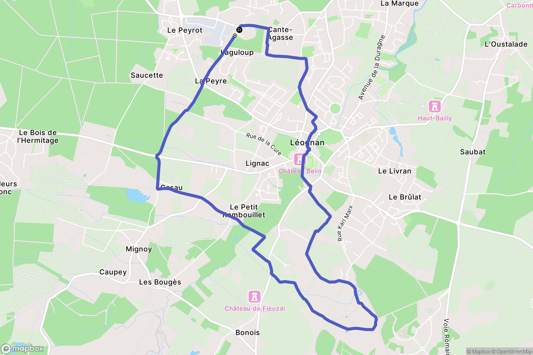 Léognan : carte du parcours de randonnée - France