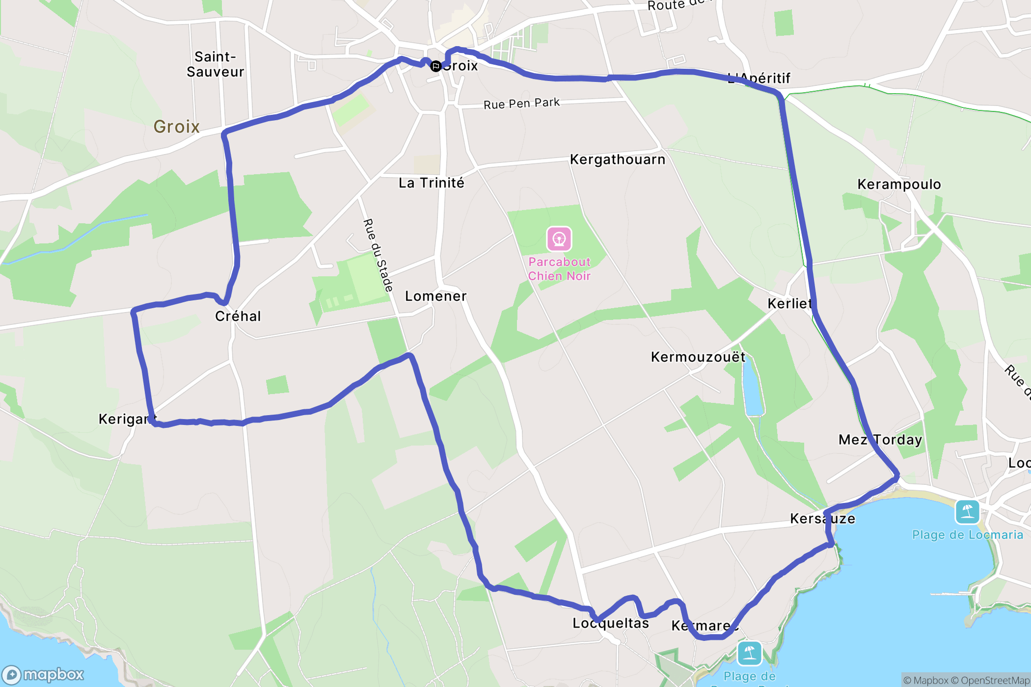Groix : carte du parcours de randonnée - France
