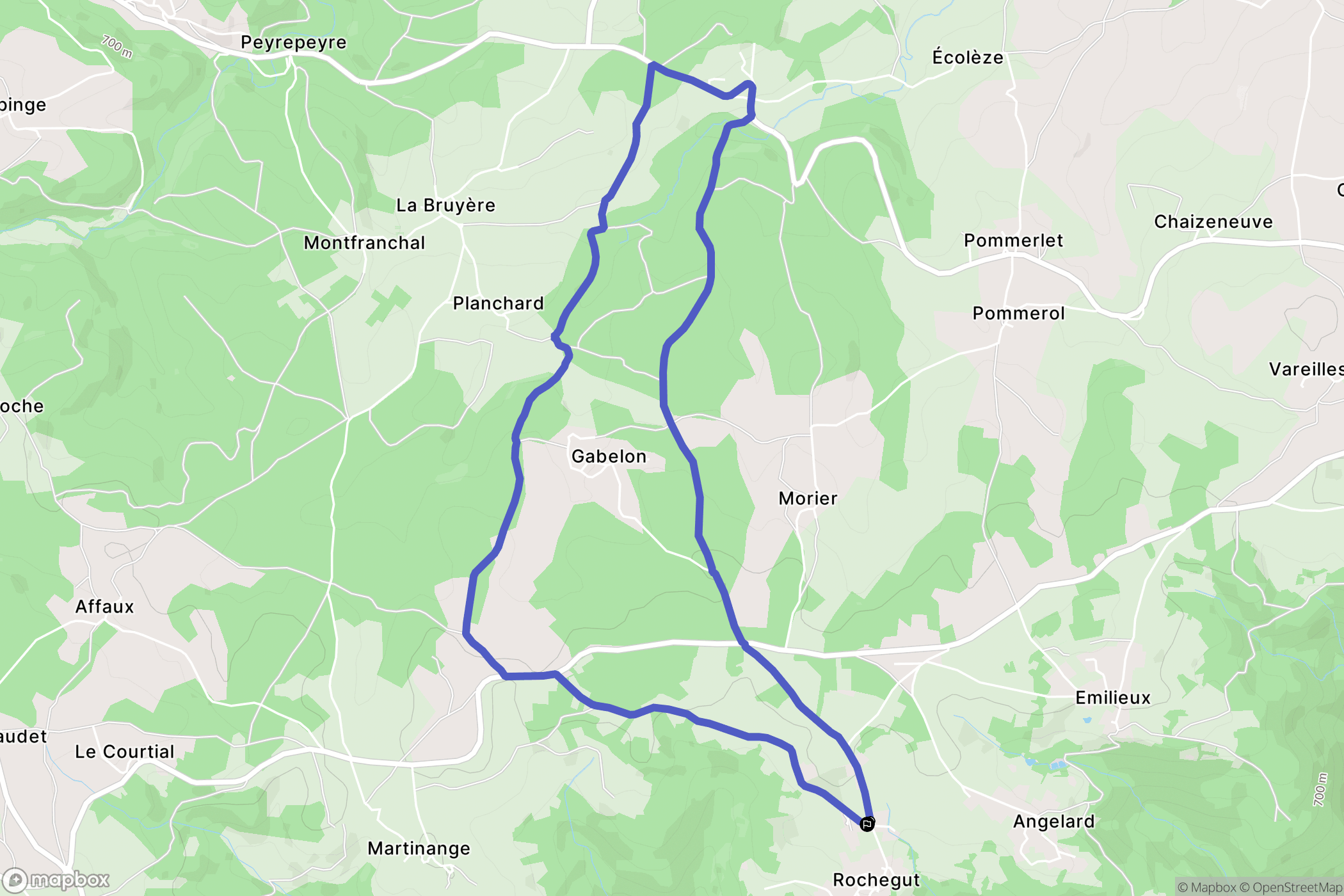 Rozier-Côtes-d'Aurec : carte du parcours de randonnée - France