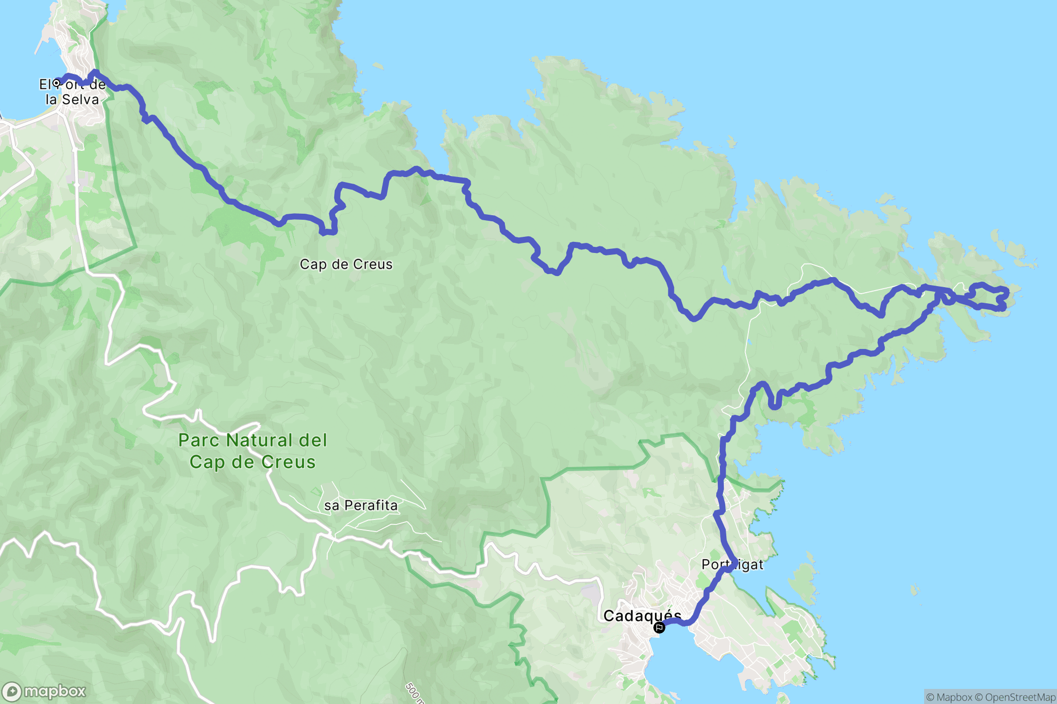 El Port de la Selva : carte du parcours de randonnée - Spain