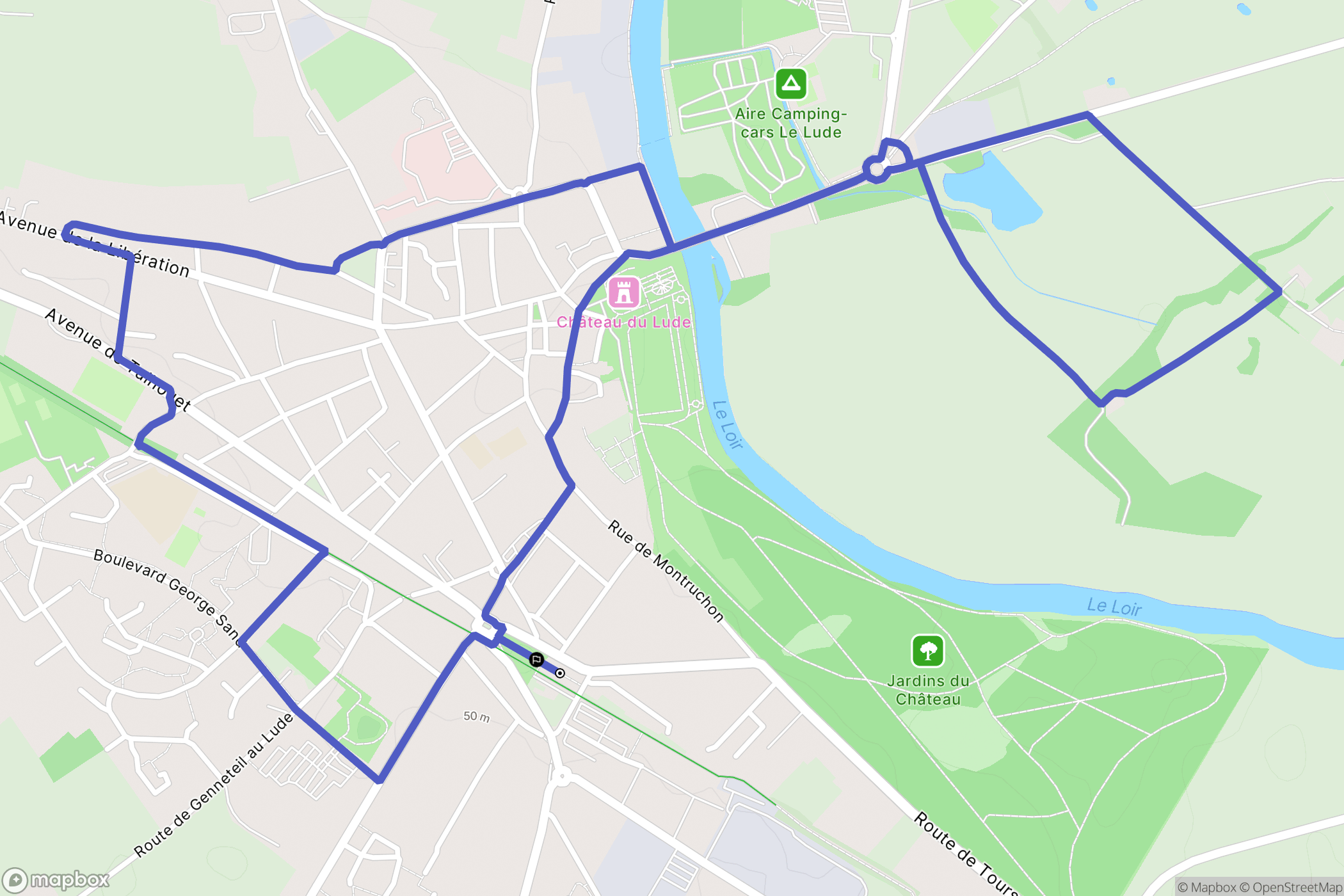 Le Lude : carte du parcours de randonnée - France