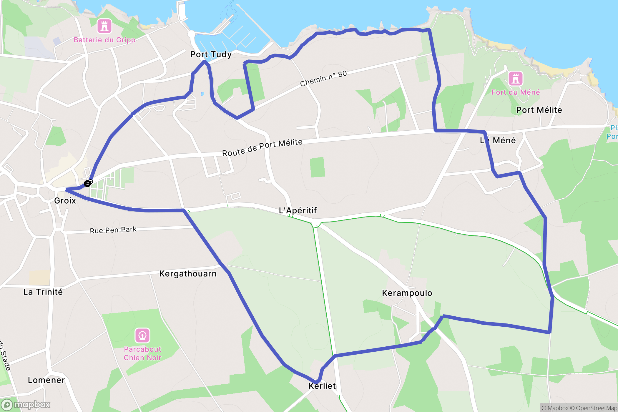 Groix : carte du parcours de randonnée - France