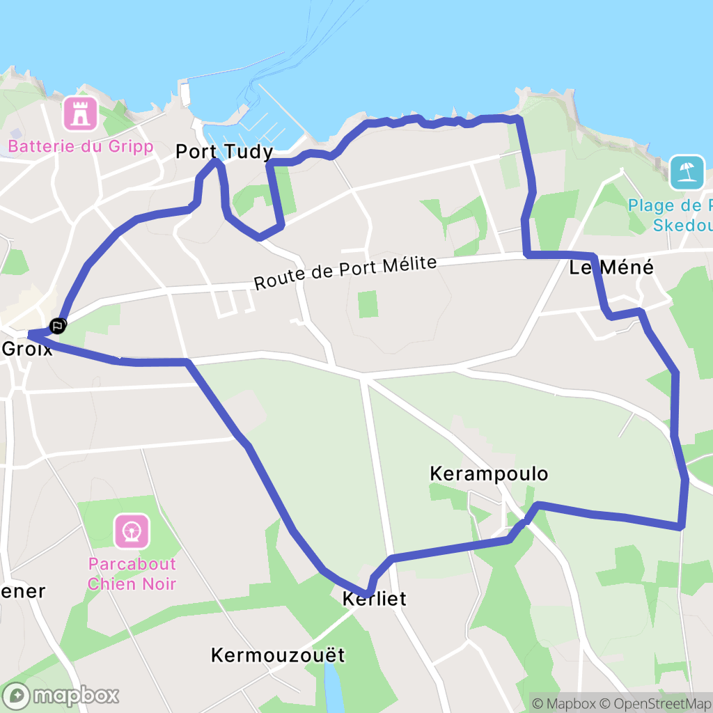 Groix : carte du parcours de randonnée - France