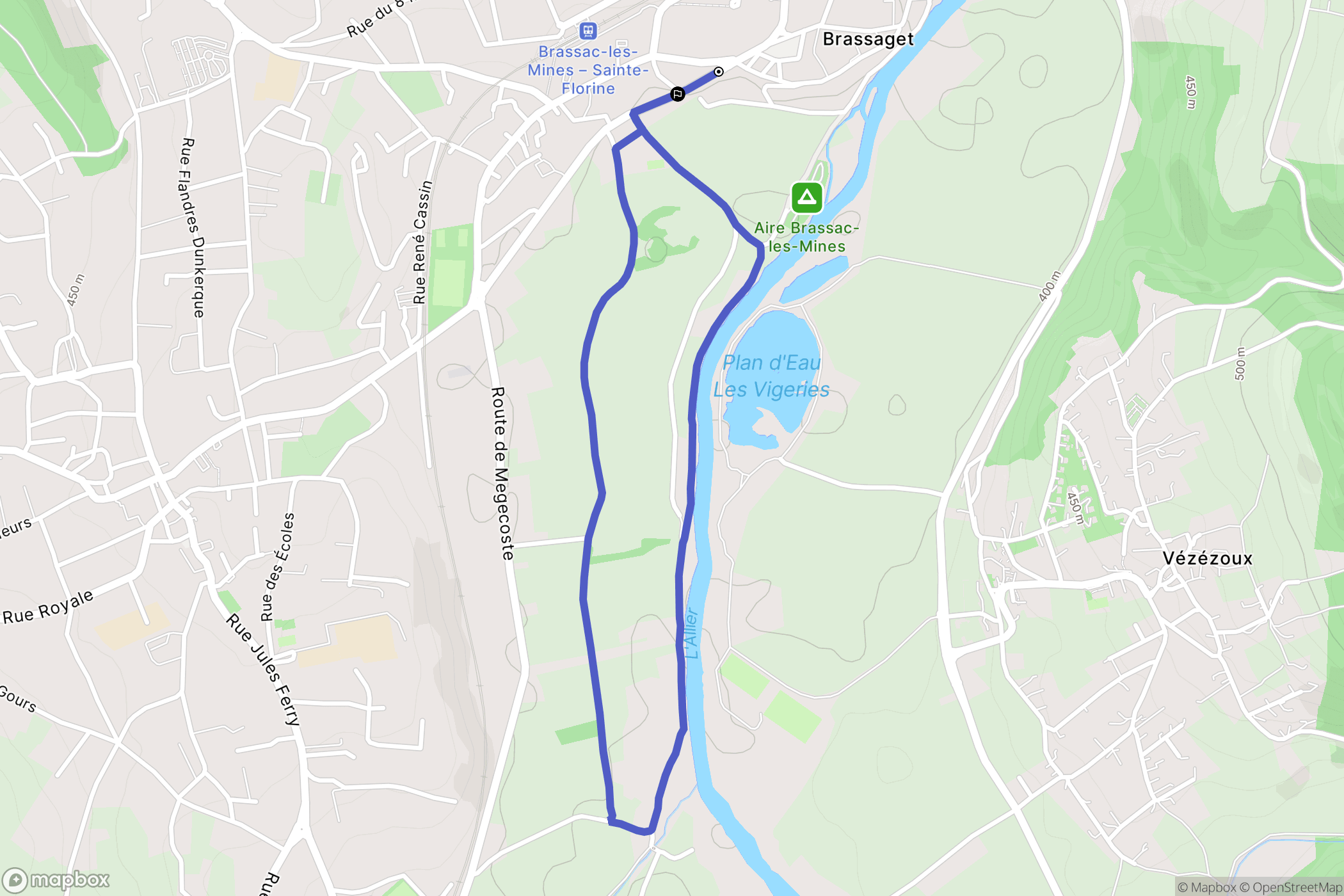 Brassac-les-Mines : carte du parcours de randonnée - France