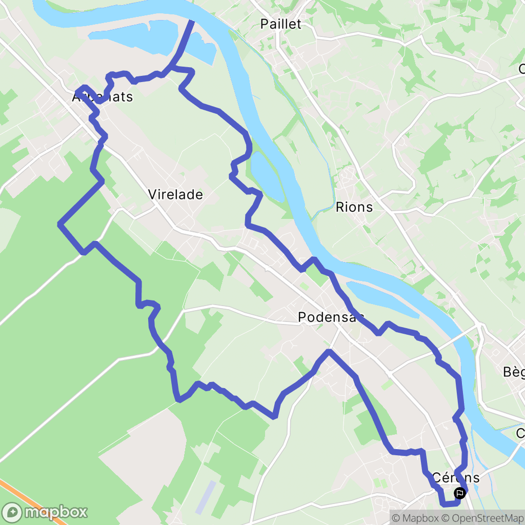 Cérons : carte du parcours de randonnée - France