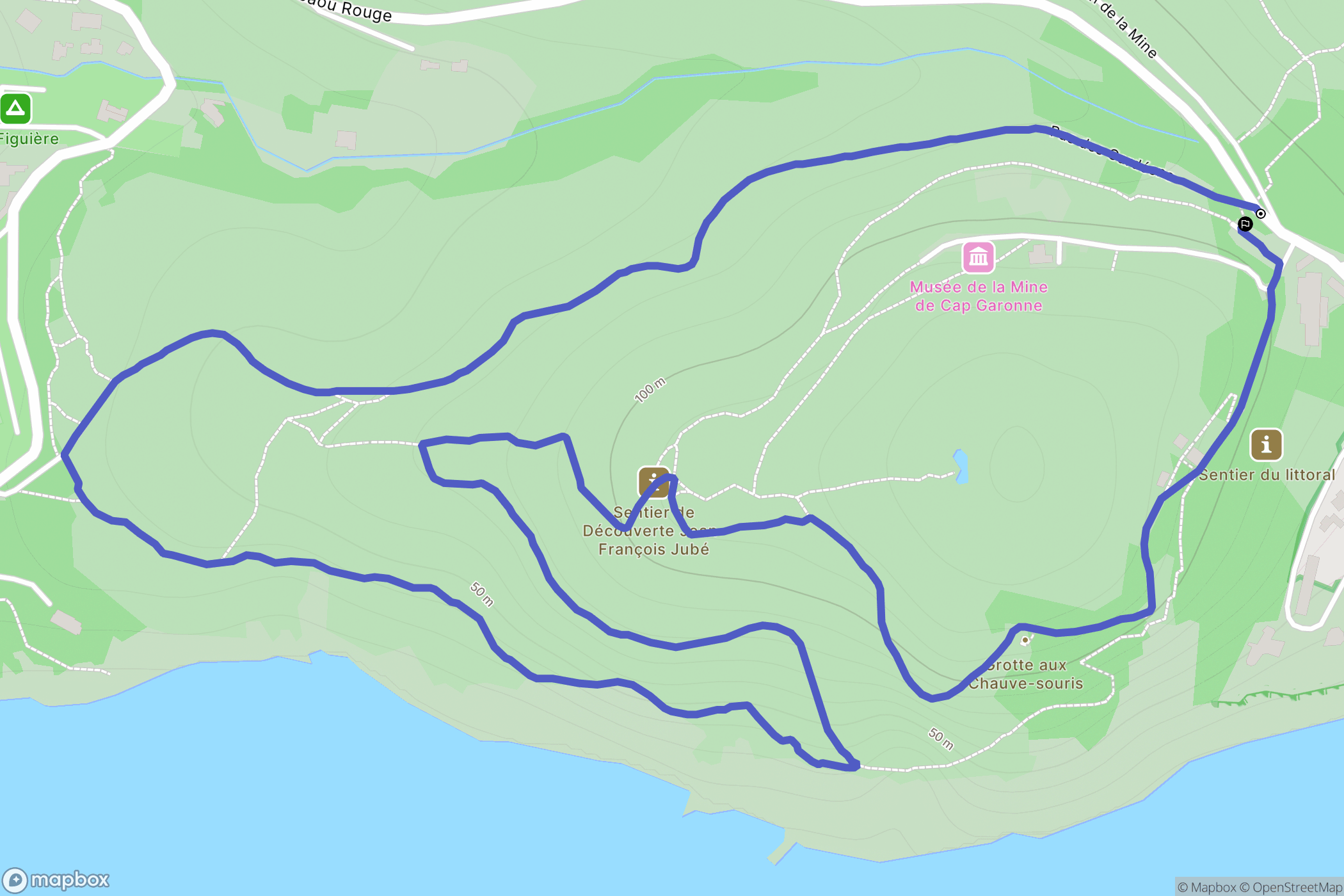 Le Pradet : carte du parcours de randonnée - France