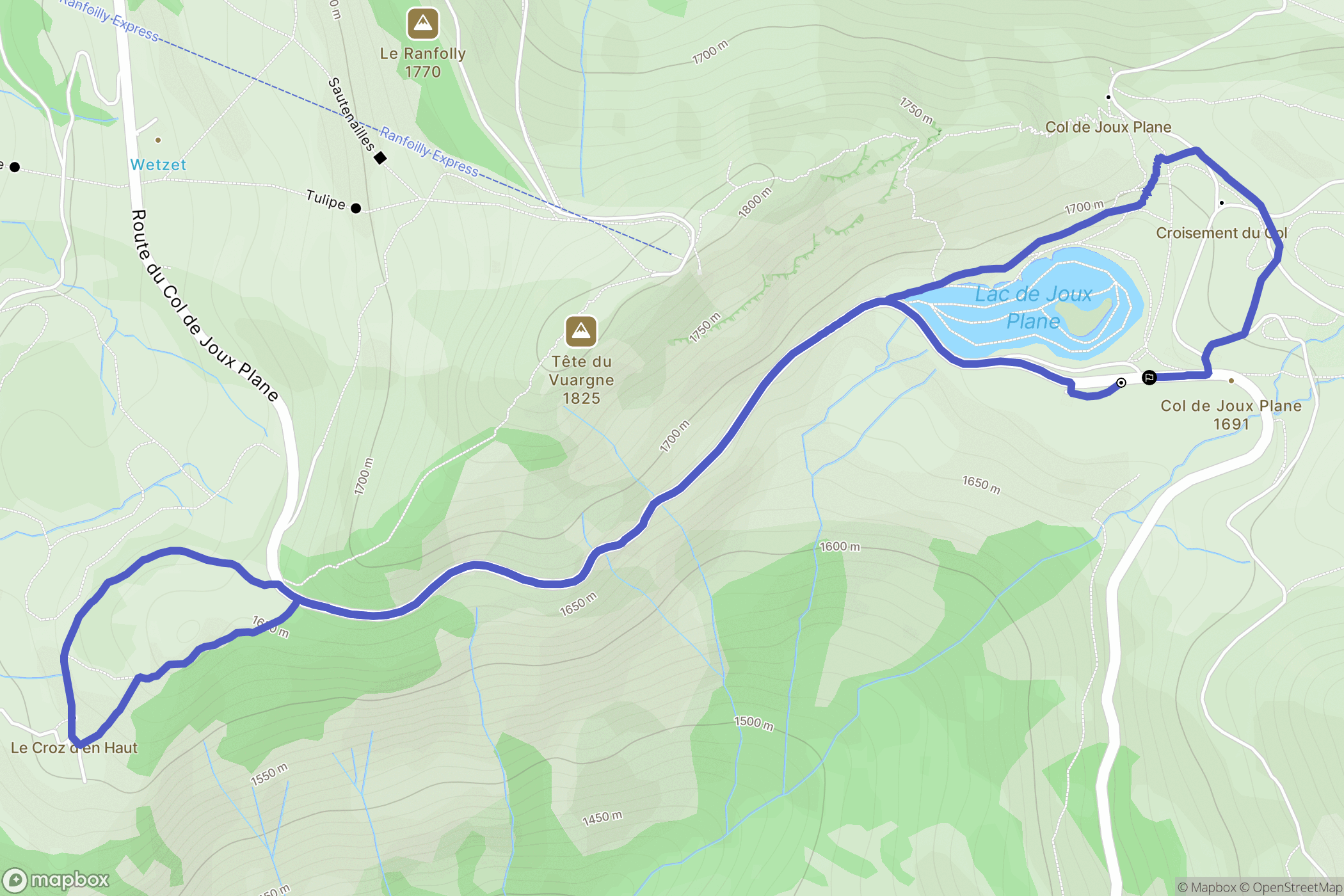Verchaix : carte du parcours de randonnée - France