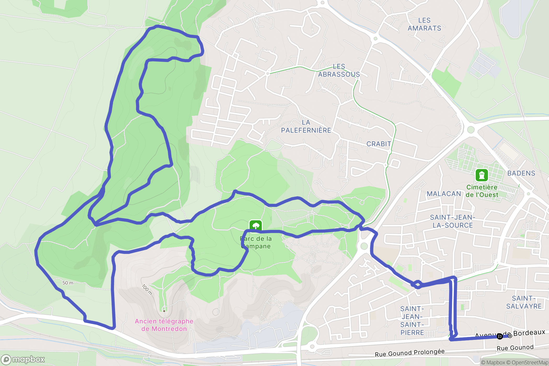 Narbonne : carte du parcours de randonnée - France