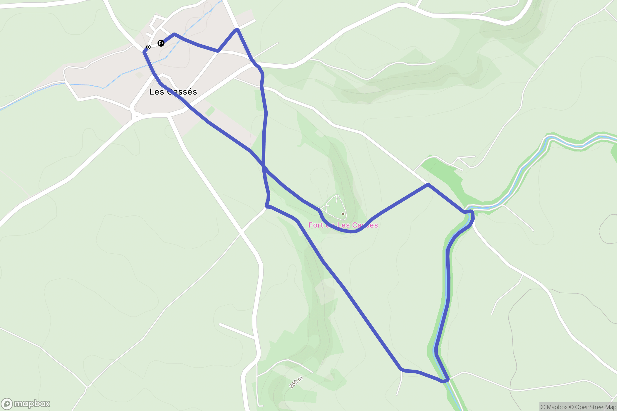 Les Casses : carte du parcours de randonnée - France