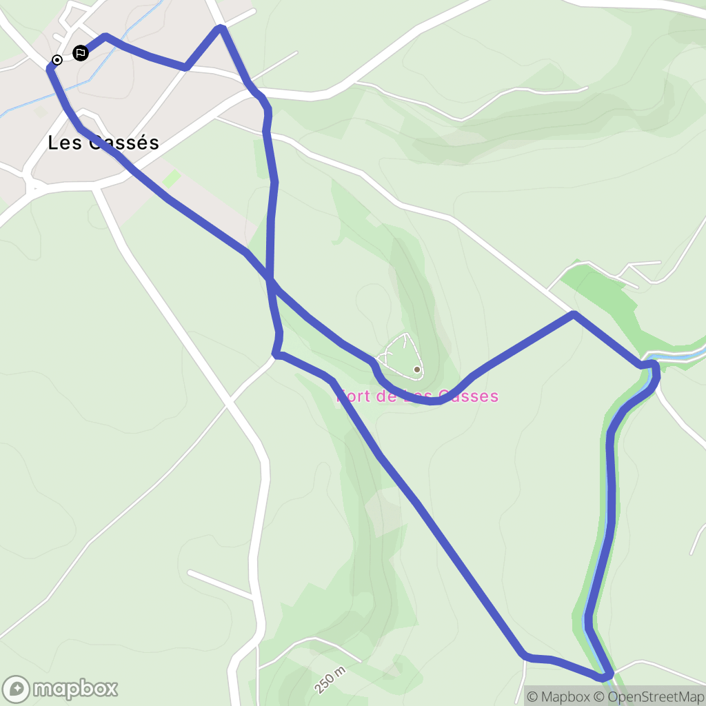 Les Casses : carte du parcours de randonnée - France