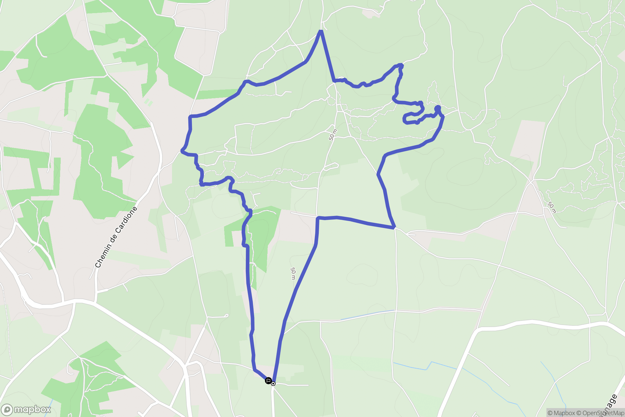Aigues-Vives : carte du parcours de randonnée - France