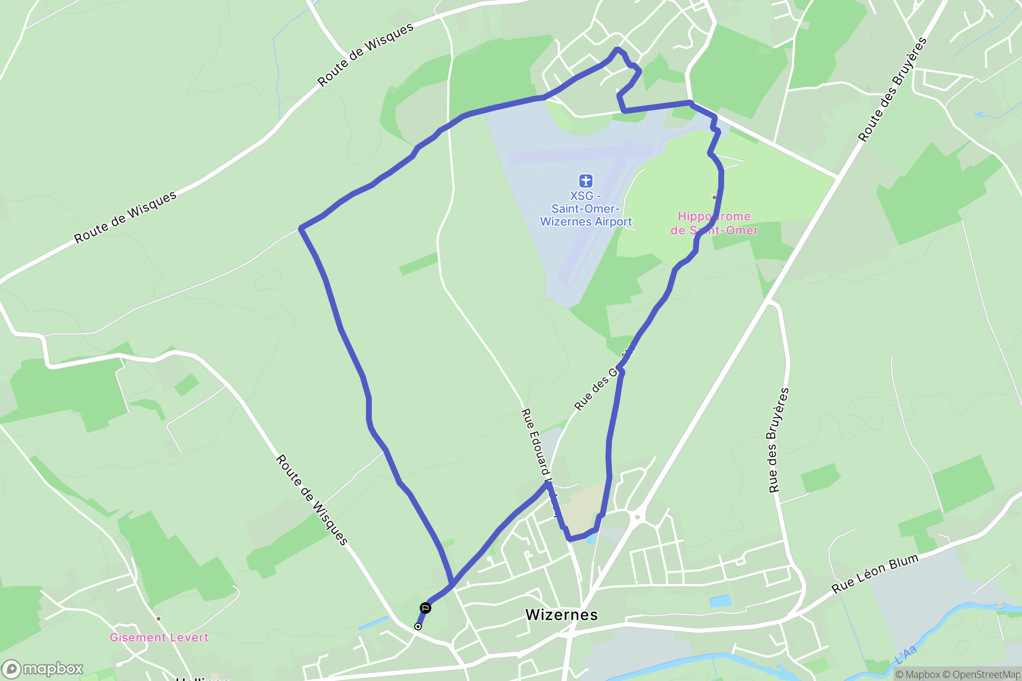 Wizernes : carte du parcours de randonnée - France