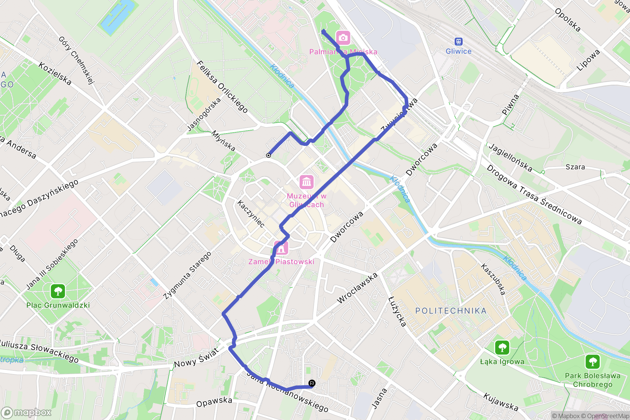 Gliwice: mapa trasy - Poland