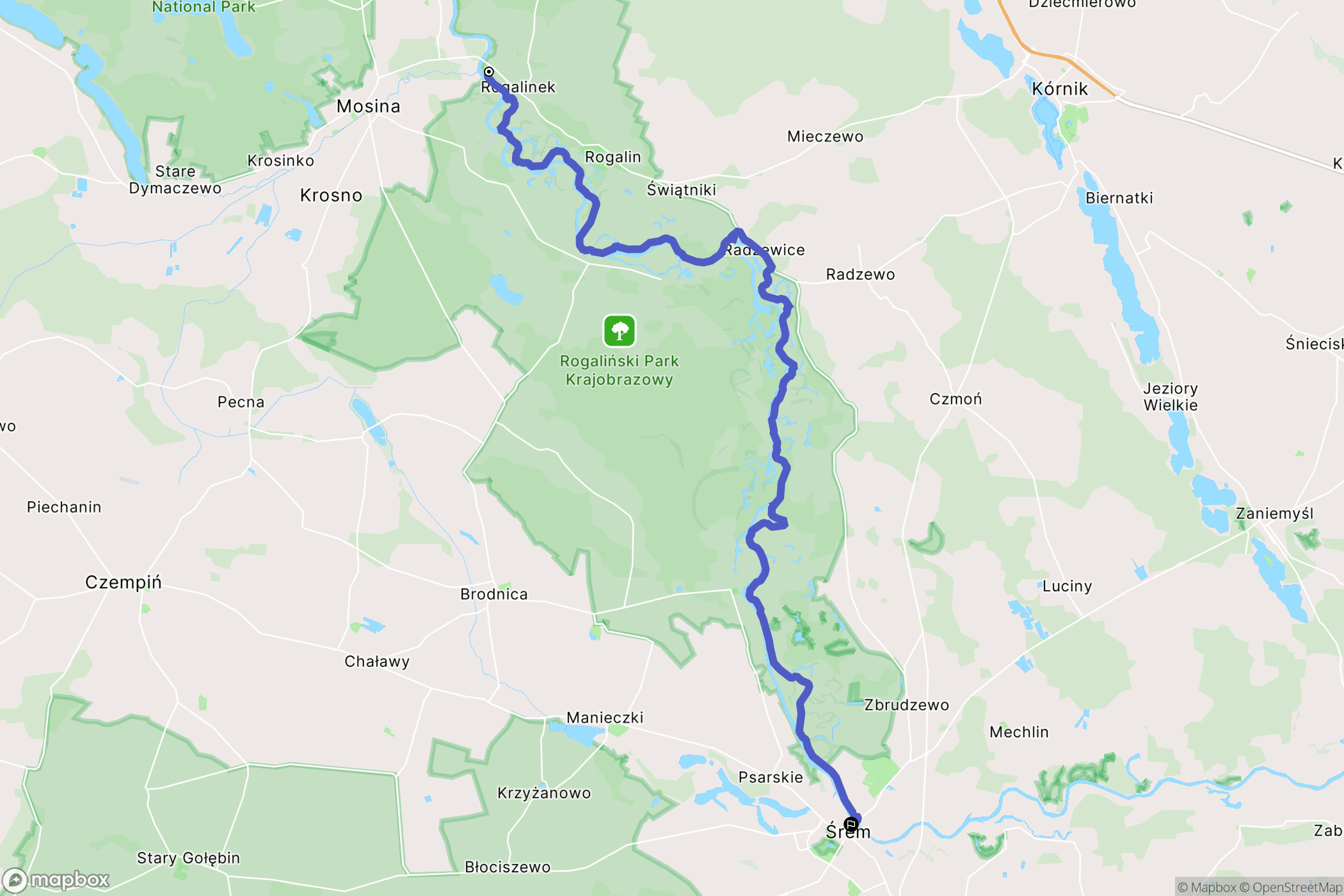 Rogalinek: mapa trasy - Poland
